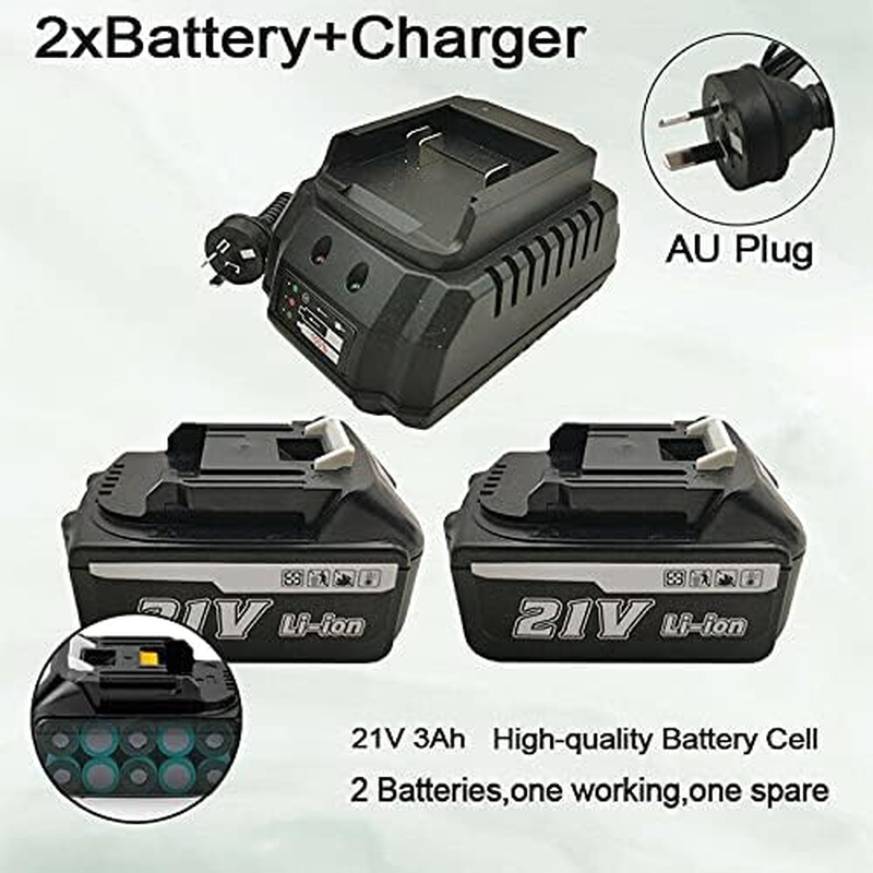 TOBAIL Cordless Brushless 18V 125Mm Angle Grinder with 2 Li-Ion 3A Battery, 5 Disc, Battery Charger Angle Grinder Kit Carrying Case