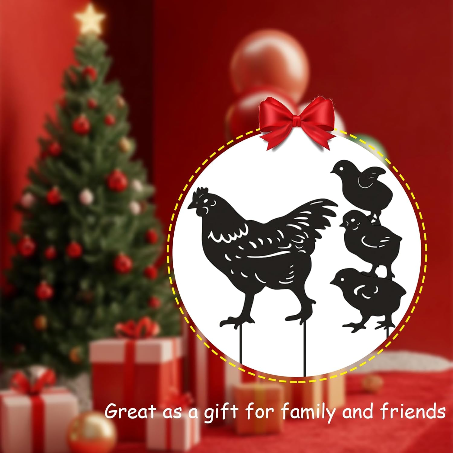 INCAUCA 4Pcs Metal Chicken Garden Stakes, Decorative Hen and Chicks Yard Stakes, Metal Animal Yard Decor, Chicken Art Silhouette Statue for Lawn Patio Gazon Outdoor Ornament image number 3