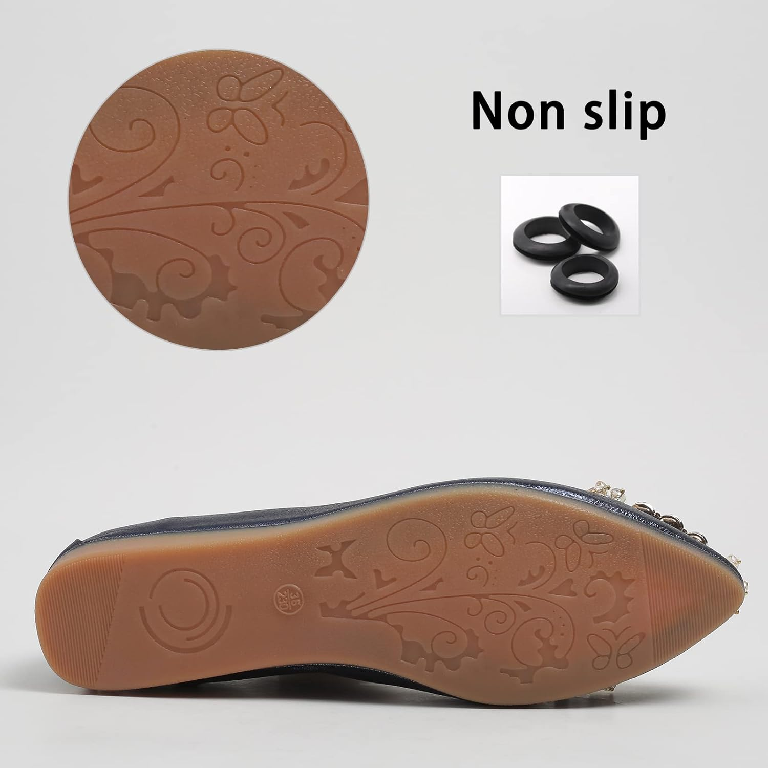 Women'S Ballet Flat Shoes - Cute Rhinestones Bow Wedding Flats Slip on Flats for Women Comfortable image number 7