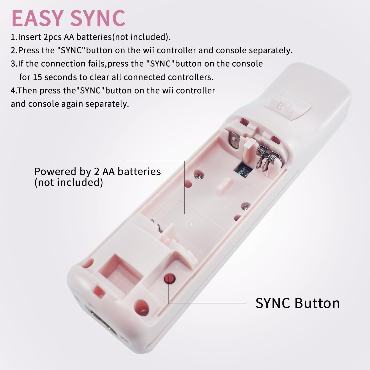 QUMOX Wii Remote Controller and Nunchuck Pink Compatible for Wii/Wii U Console (Motion plus Not Included) image number 4