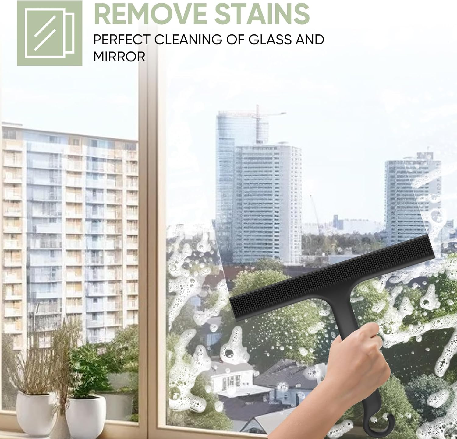 LORESJOY Shower Squeegee, Imprint-Free Cleaning Shower Squeegee Black for Glass Doors, Silicone Shower Squeegee, Shower Squeegee for Shower, Bathroom, Mirror, Glass Cleaning, Tiles