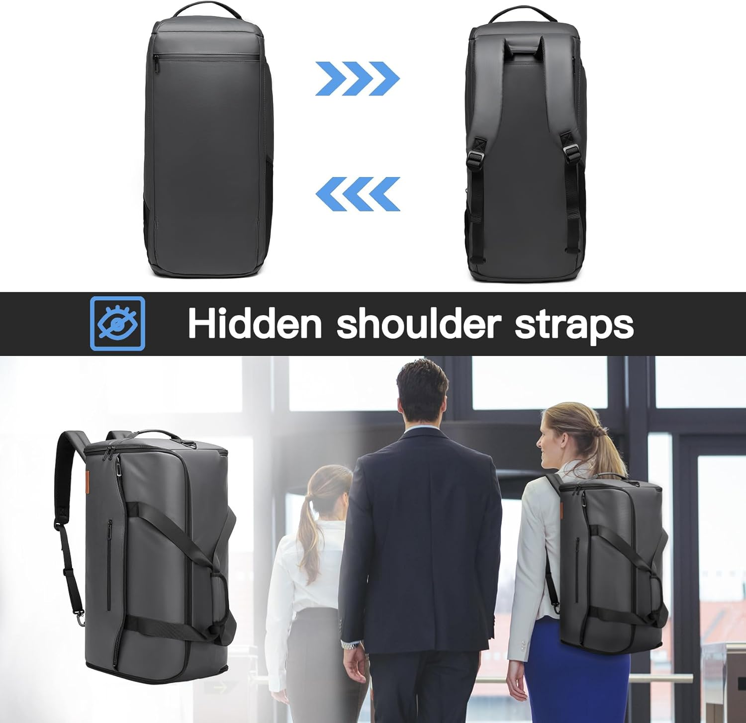 Garment Bags for Travel,45L Carry on Convertible Garment Duffle Bag for Men Women - 3 in 1 Hanging Suit Travel Bag with Shoulder Strap, Grey, 1.72 Feet X 0.85 Feet X 0.43 Feet, Professional Travel image number 6