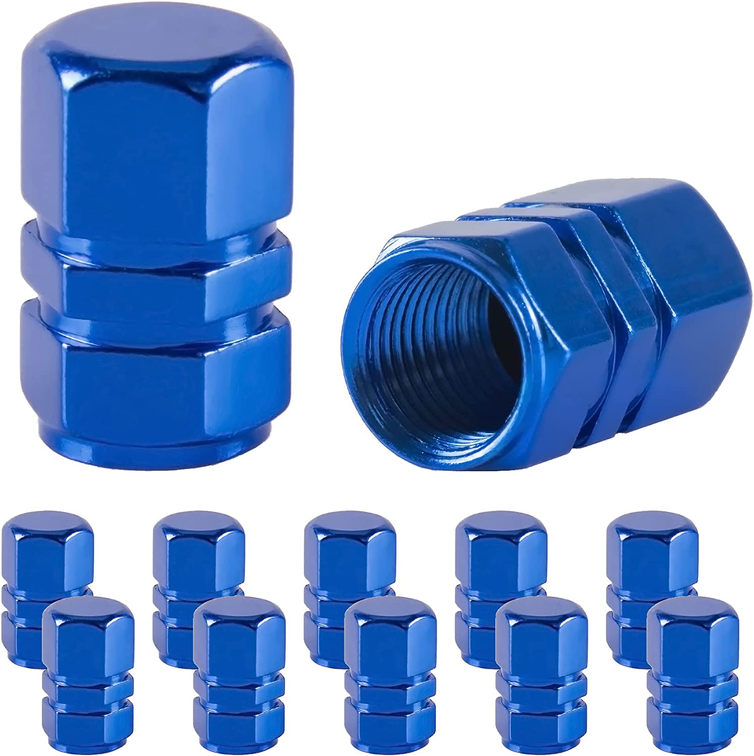 JUSTTOP Car Tire Valve Stem Caps, 12Pcs Air Caps Cover, Universal for Cars, Suvs, Bike, Trucks and Motorcycles-Black