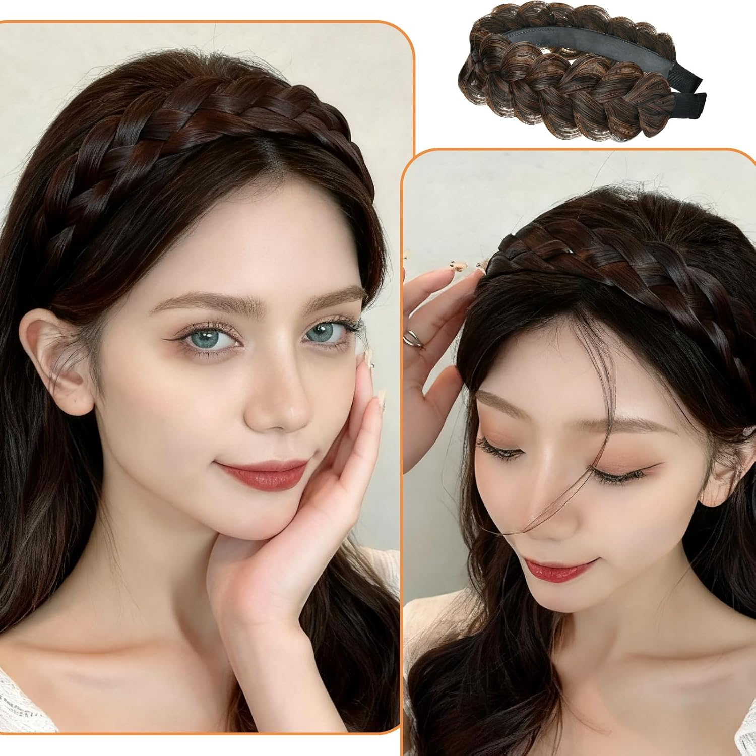 Braided Headband Classic Fashion Headband Women'S Braided Headband for Women Girls Headband Braided Headband for Parties, Festivals, Family Reunions, Excursions image number 5