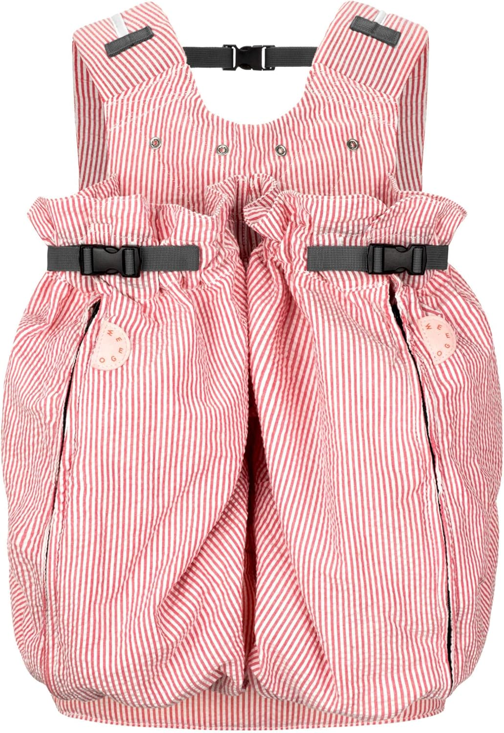 Weego Twin Grey & White Seersucker Baby Carrier for Twins Directly from Birth (From 1,800 G)