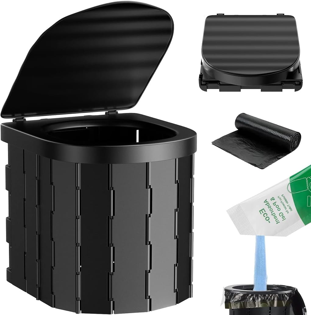 Portable Toilet for Camping,Portable Folding Toilet for Adults,Travel Portable Potty for Camping, Car, Travel, Outdoor, Hiking,12 Toilet Bags