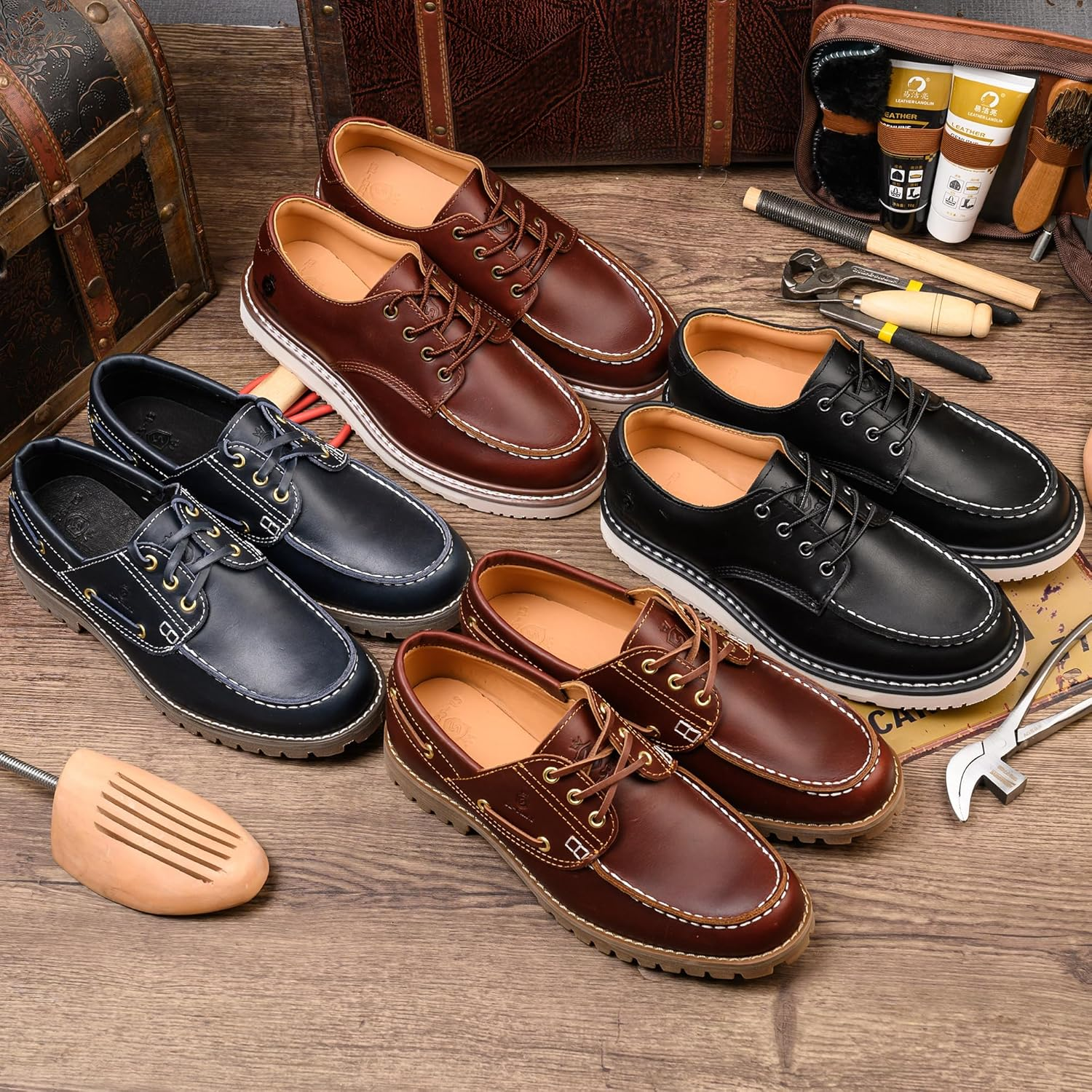 Sl-Saint 1 Handmade Men'S Classic Boat & Deck Shoes Moc Toe Lace up Full Grain Leather Comfortable Fashion Casual image number 7