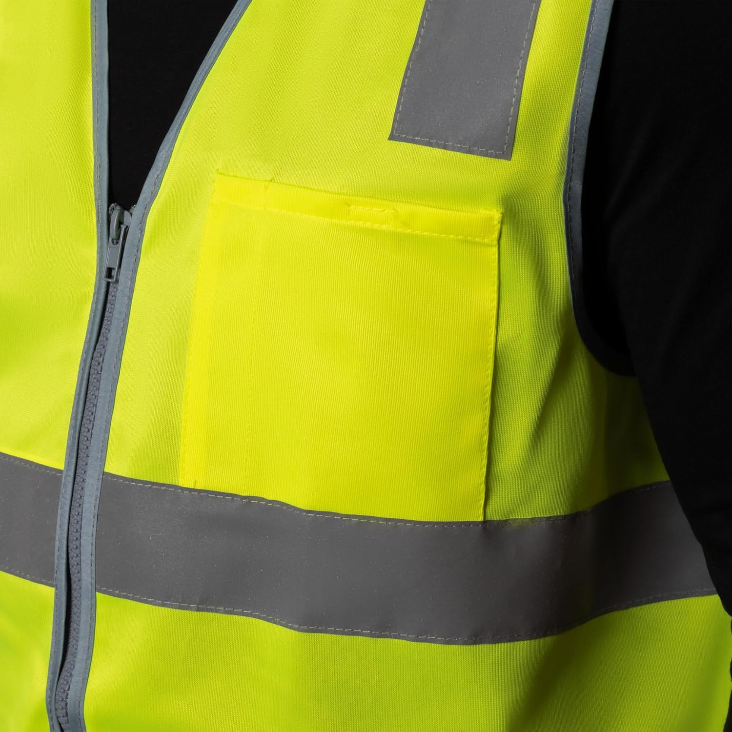 Hi-Vis Day/Night Zip Safety Vest - High Visibility Reflective Vest | Improved Reflectivity with 50Mm Micro Prism Tape | Lightweight & Breathable Design | Certified Safety Compliant | image number 7