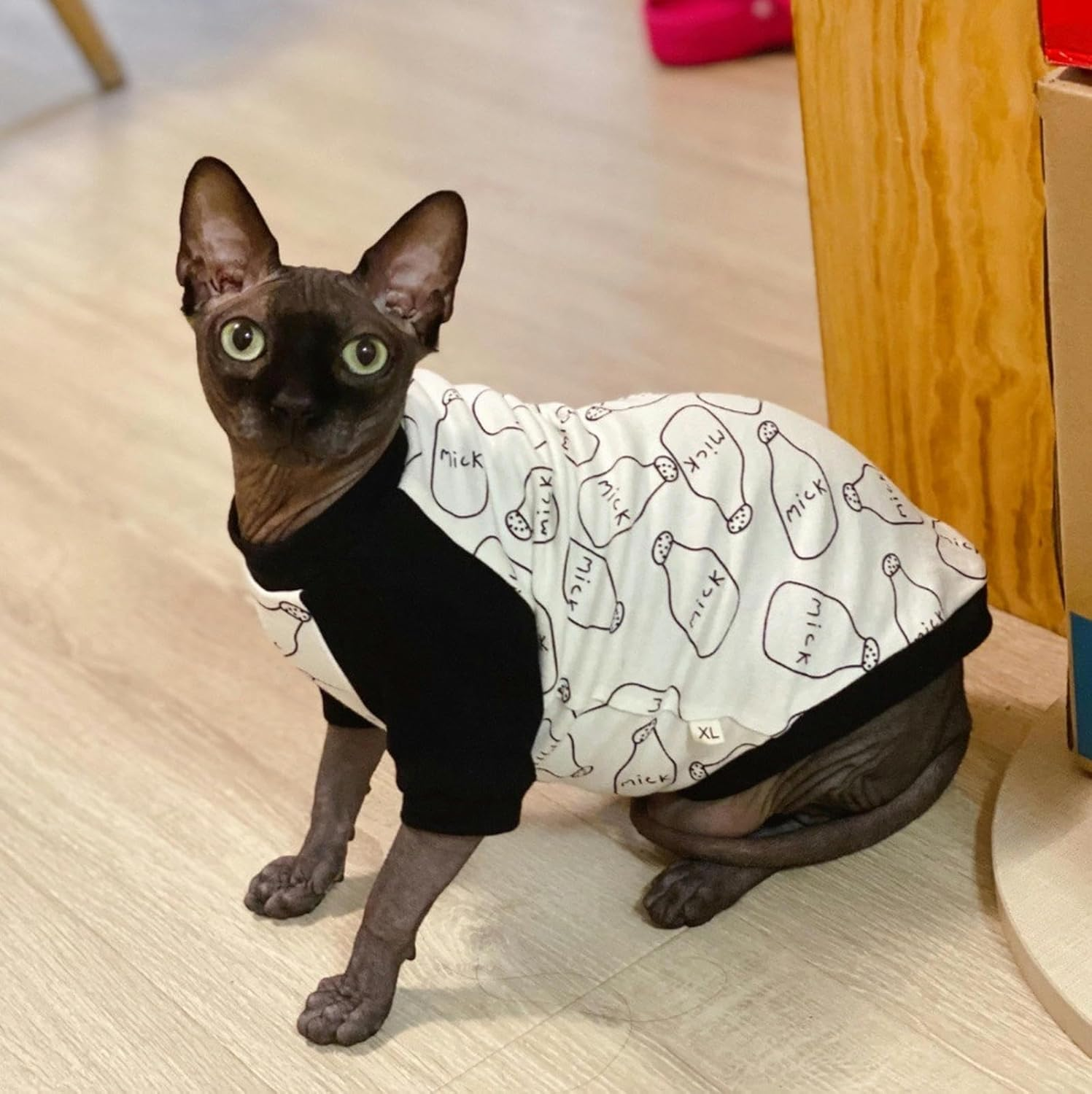 IUOUTG Sphynx Cat Clothes Cotton Hairless Cat Shirt with Sleeves Spring Pet Clothes Boy Kitten Pullover Pajamas Cat T-Shirts for Male Female Cats Puppy Small Dogs image number 4