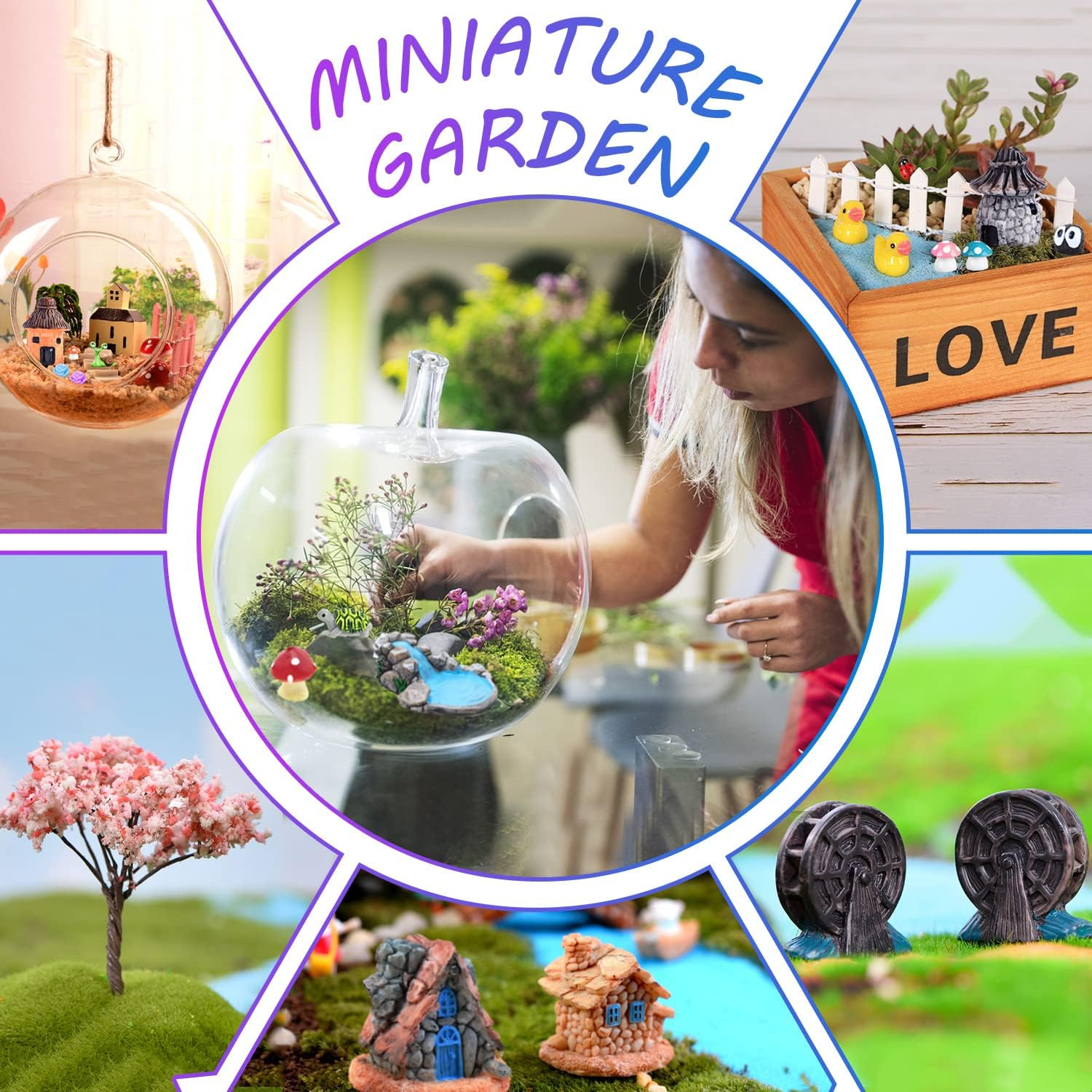 CHAKANLX Fairy Garden Accessories Outdoor, 42 Zen Accessories, Miniature Decorations Supplies for Micro Landscape Decoration Plant Pots Bonsai Craft Decor-Miniature Kit,Ca2-Hy1006 - Multicolor image number 6