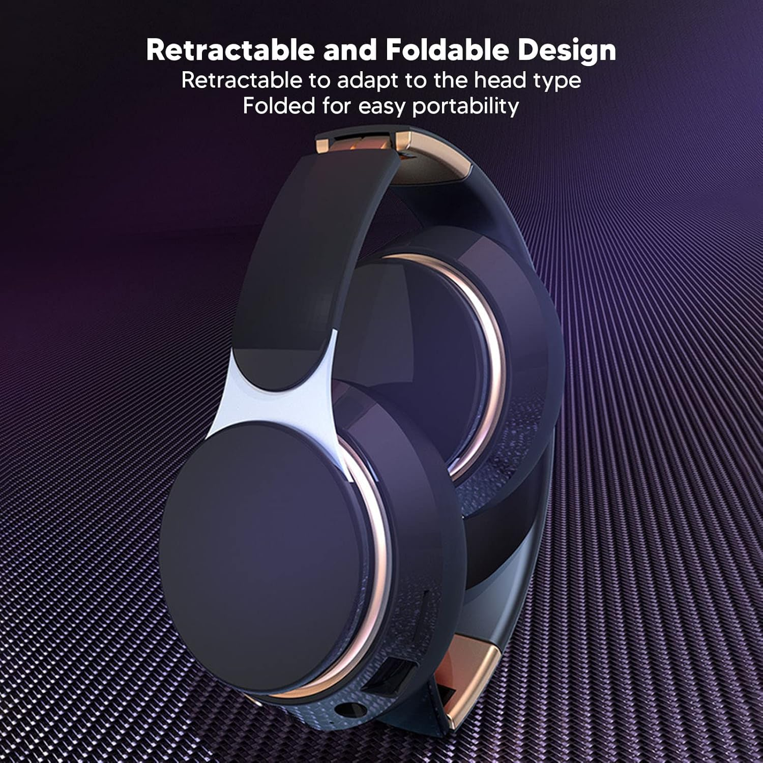Bluetooth Headphones, Wireless Over-Ear Bluetooth Headphones, Noise Cancelling Stereo Deep Bass, Foldable, Retractable, Wireless Over-Ear Headset for Hours of Playtime during Sports and With image number 1
