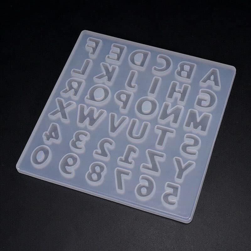 Alphabet Number Silicone Pendant Mold Necklace Resin Mould Casting Craft DIY Molds for Keychain House Number Jewelry Pendant (36 Cavity) image number 1