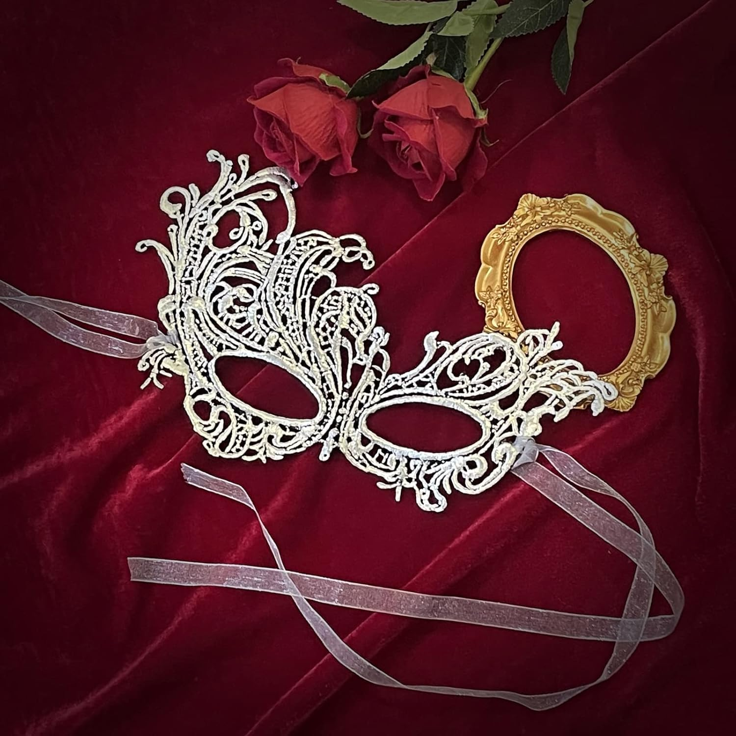 Erythem Masquerade Mask for Women, Venetian Lace Masquerade Mask for Halloween Mardi Gras Costume Party, Fit for Adult