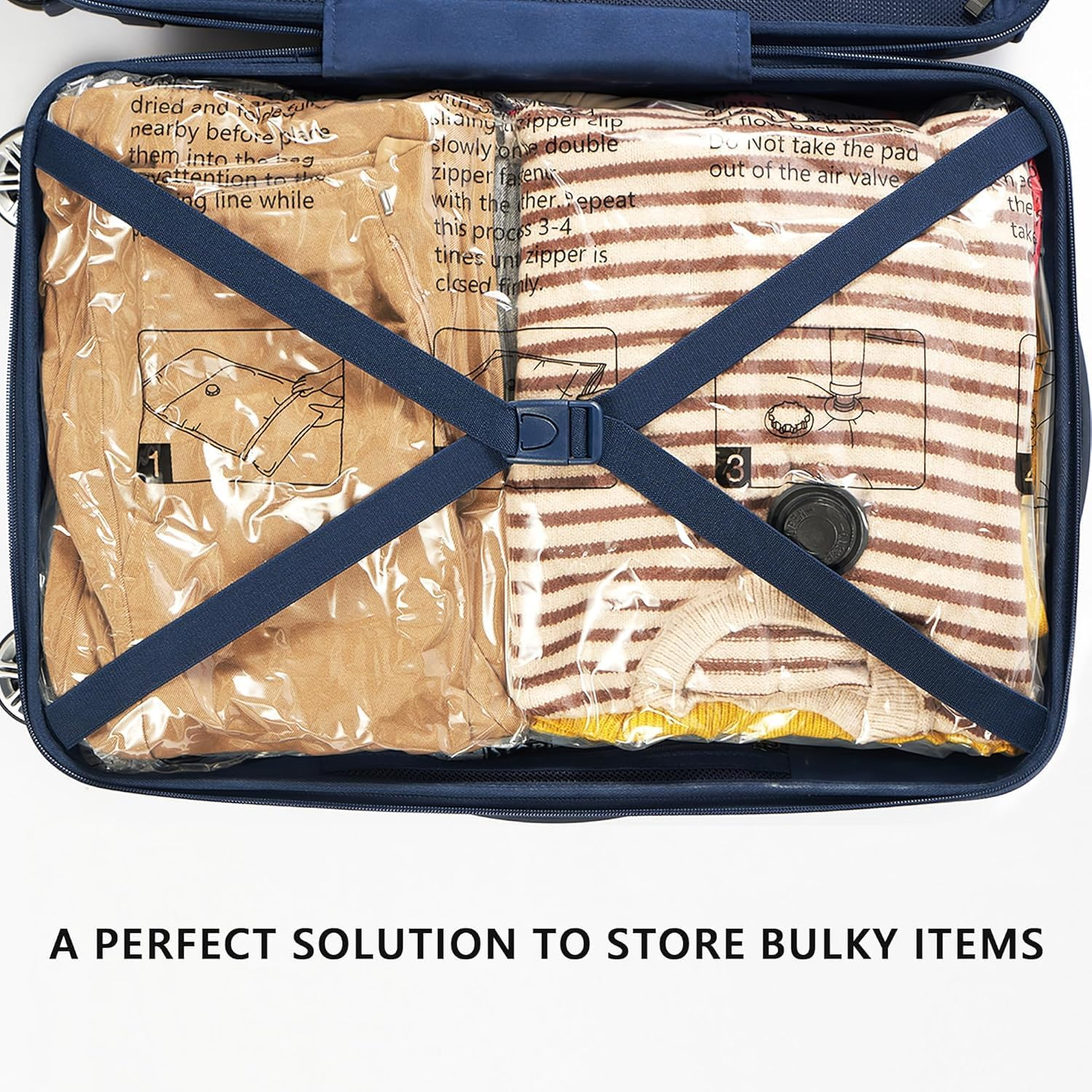 Vacuum Storage Bags 8 Jumbo Plus, Space Saver Bags with Travel Hand Pump, Compression Airtight Sealer Bags for Clothes, Bedding, Pillows, Comforters, Blankets image number 6