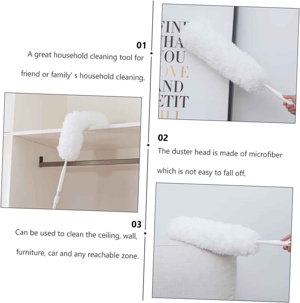 Duster Hand Dusting Tool Ceiling Duster Bendable Dusting Brush Microfiber Broom Electrostatic Duster Whisk Broom for Car Dust Sweeper Microfiber Feather Dusters for Cleaning Tools/264 image number 6