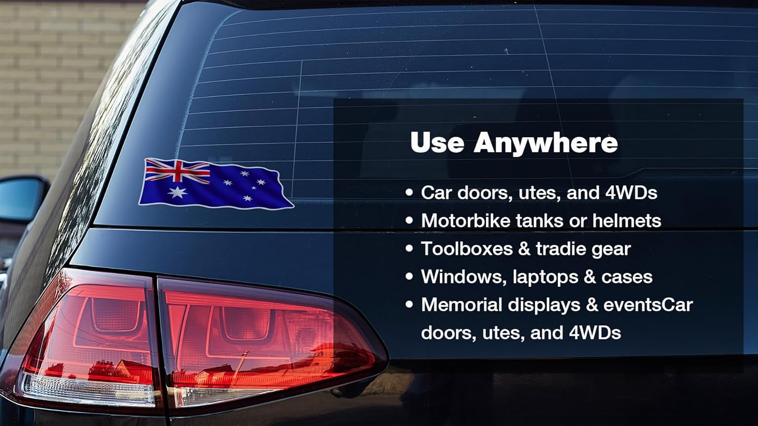 Australian Flag Stickers &ndash; Assorted Sizes Set (22Cm, 20Cm, 10Cm, 6.5Cm, 5Cm) | Bubble-Free Outdoor Vinyl Decals | Weatherproof Car, Toolbox, Window Stickers | Aussie Flag Waving Design image number 3