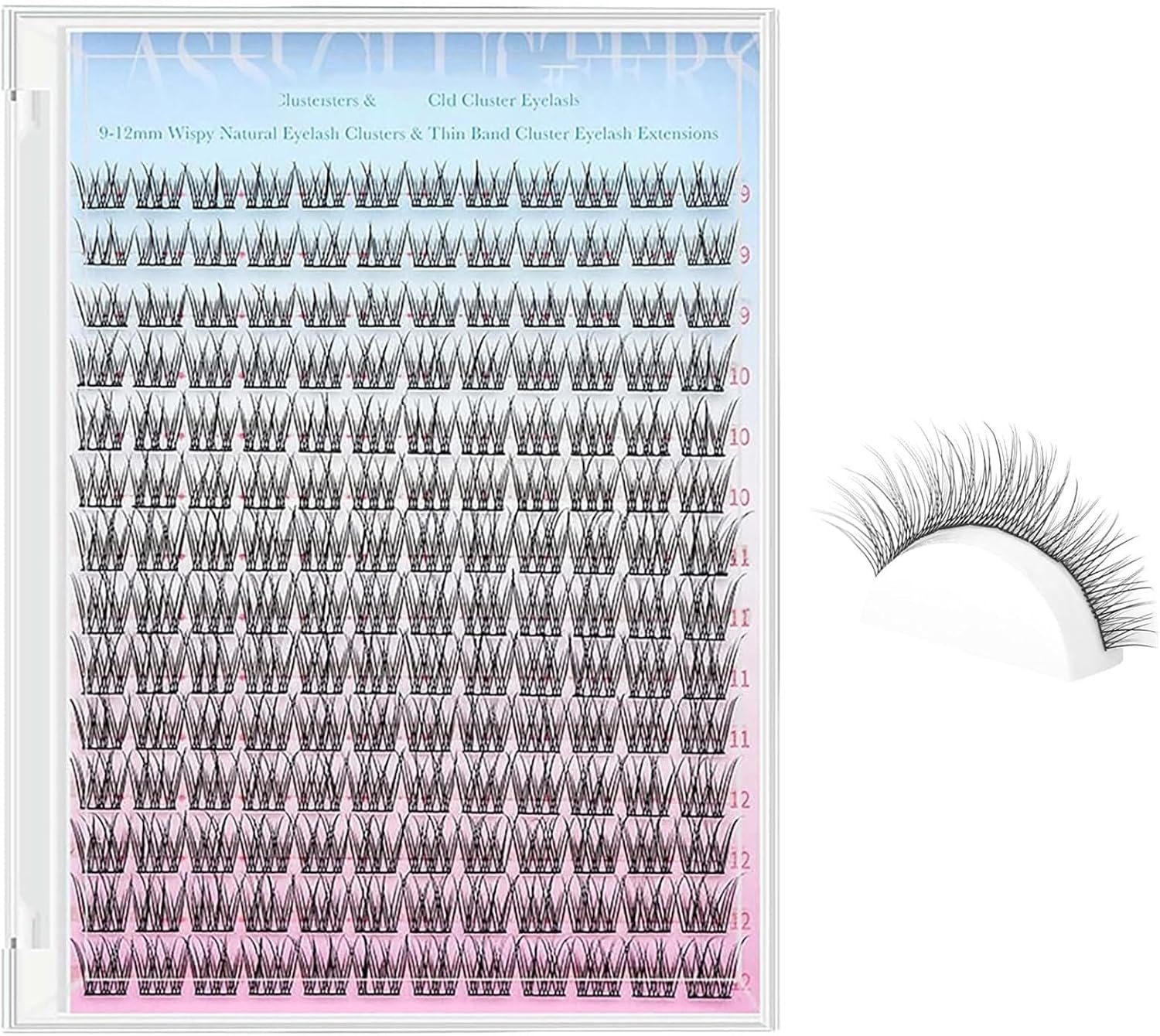 168Pcs 9-12Mm Naturals Lash Extension Kit, Fluffy Individual Lashes Extension, Natural Lash Clusters Natural Look Eyelash Clusters Thick Dramatic Black Band Eyelash Extension False Eyelashes image number 3