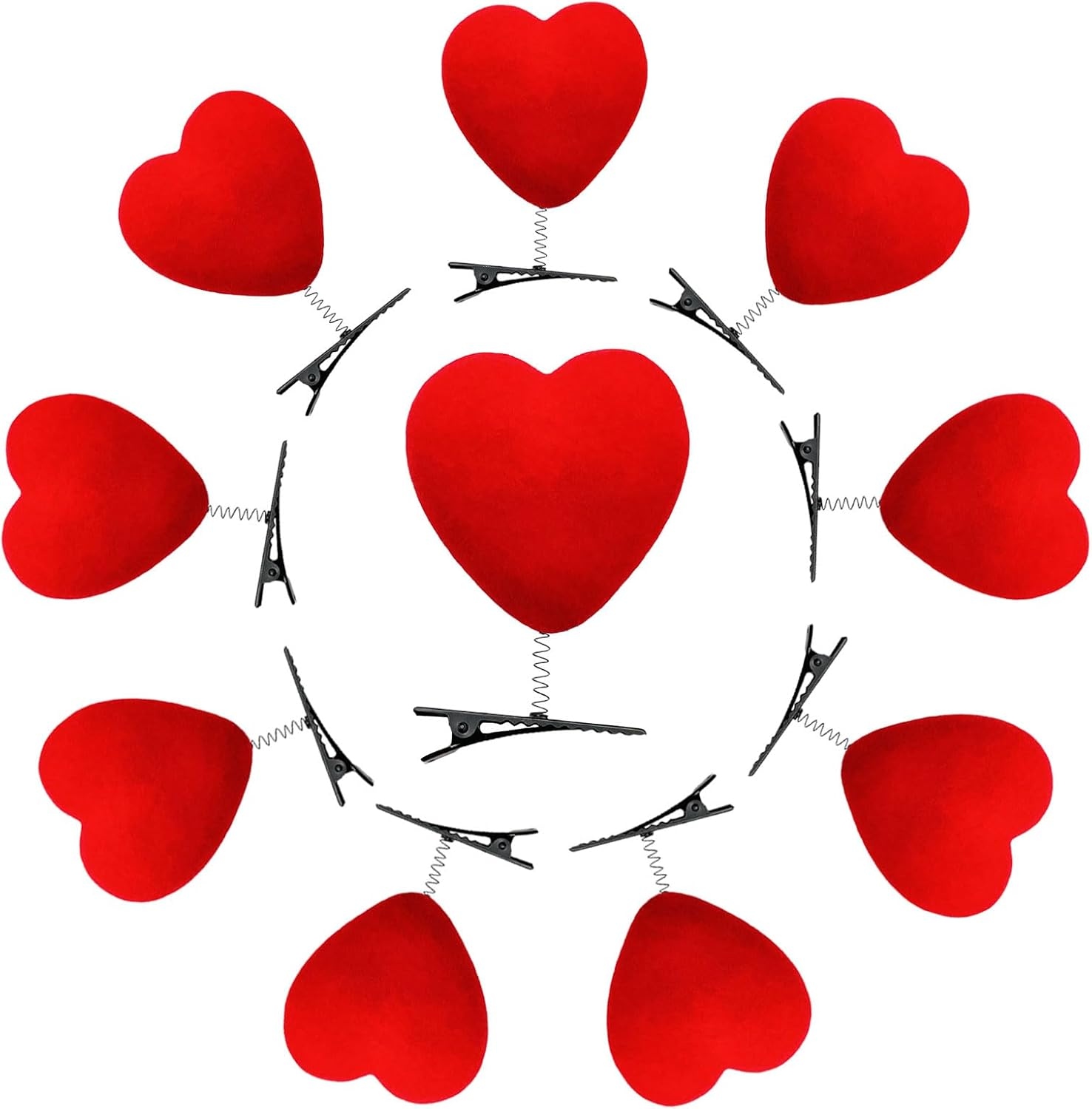 10 X Red Heart Hair Clips, Valentine'S Day Heart Love Hair Clips, Heart Hair Clips, Heart Hair Pins for Girls Women, Heart Hair Clip for Valentine'S Day Wedding