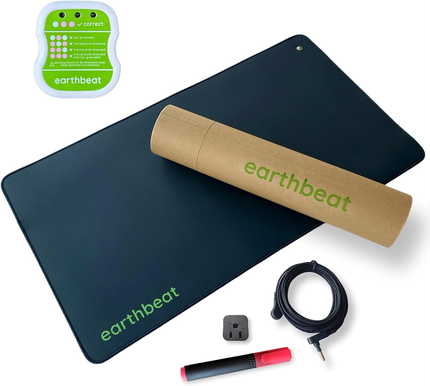 Earthbeat Classic Earthing Mat. Adapter Included. Free Grounding Tester Kit. Grounding Natural Therapy for Sleep Quality, Inflammation, Pain Relief and Wellness. (Black (Aus Adapter))