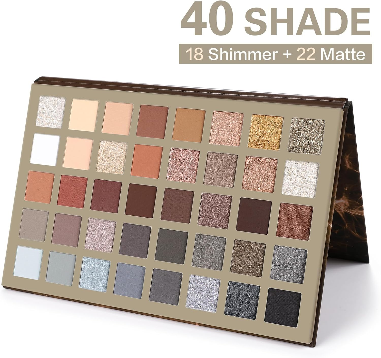 UCANBE Nude Eyeshadow Makeup Palette, 40 Color Matte Shimmer Glitter Eye Shadow, Neutral Black Dark Grey Smoky Make up Pallet Highly Pigmented Long Lasting Waterproof image number 5