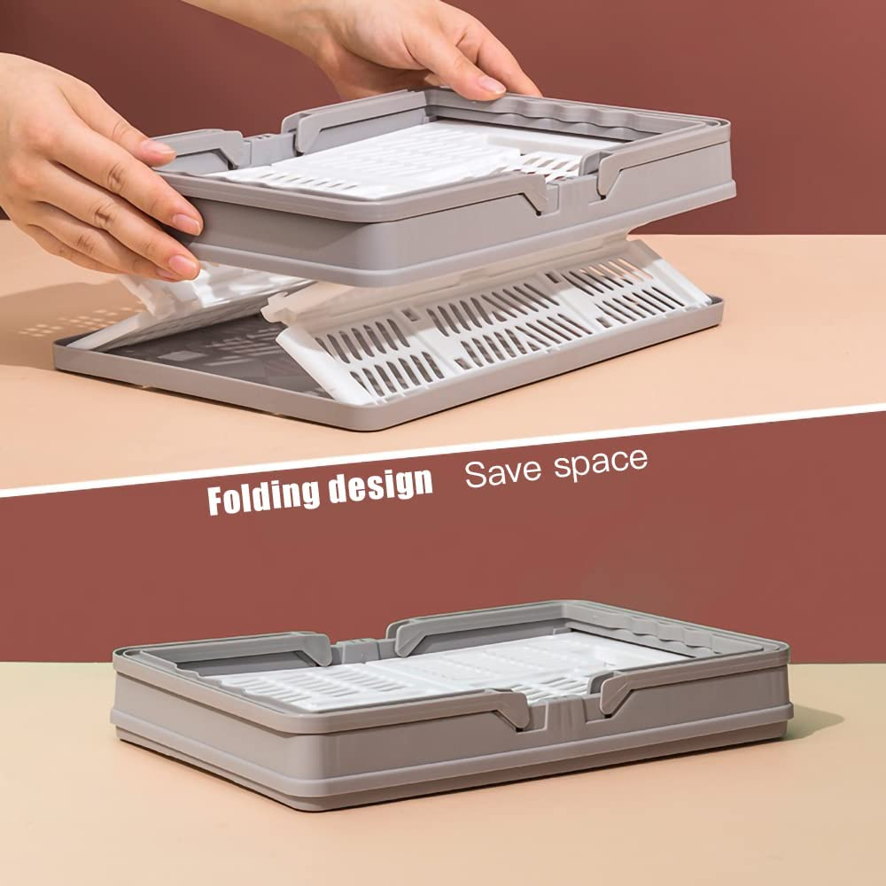 Living Today Collapsible Shopping Basket, Foldable Storage Containers, Plastic Stackable Picnic Basket with Handle image number 3