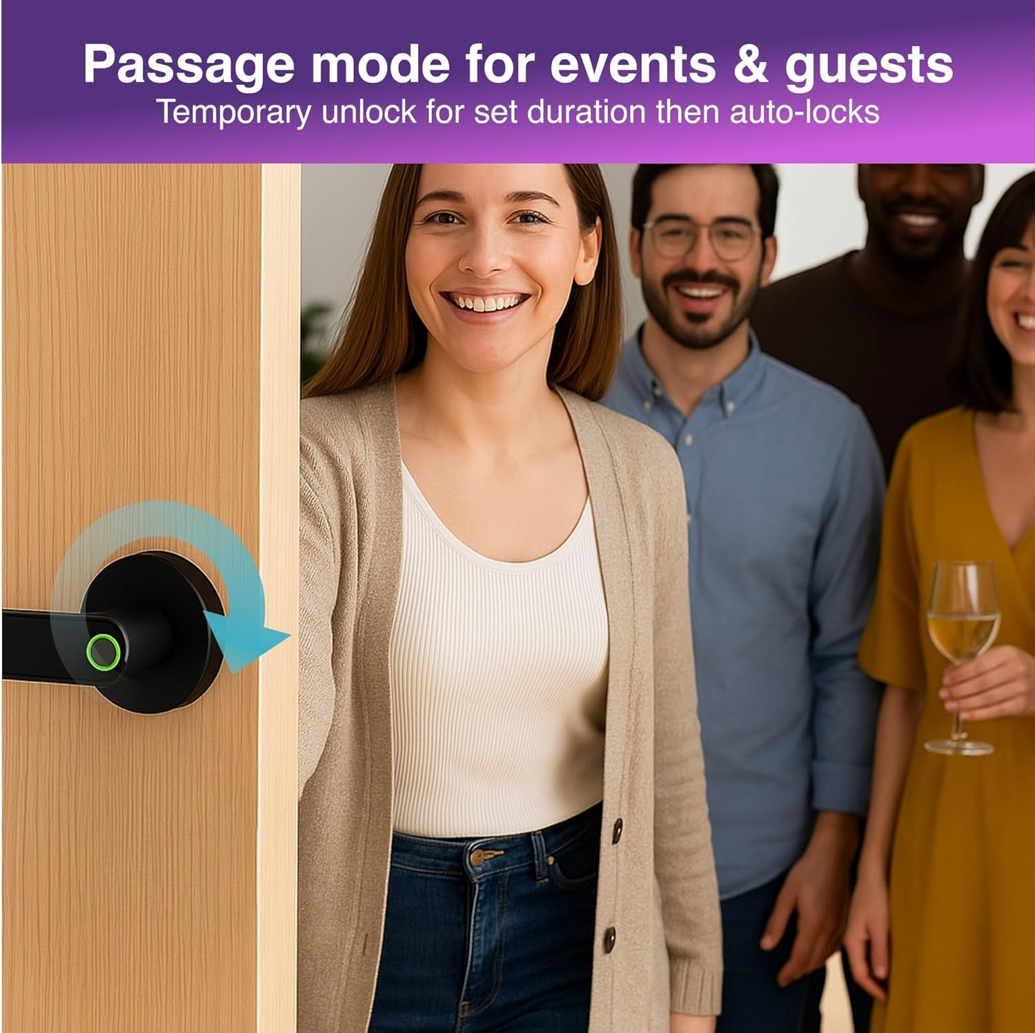 Connect Smart Door Handle Lock &ndash; Fingerprint, App, PIN & Key Access &ndash; Internal Door Handle for Home/Office &ndash; Bluetooth Control, Auto-Lock, Easy Install &ndash; Works with Australian Standard Doors image number 1