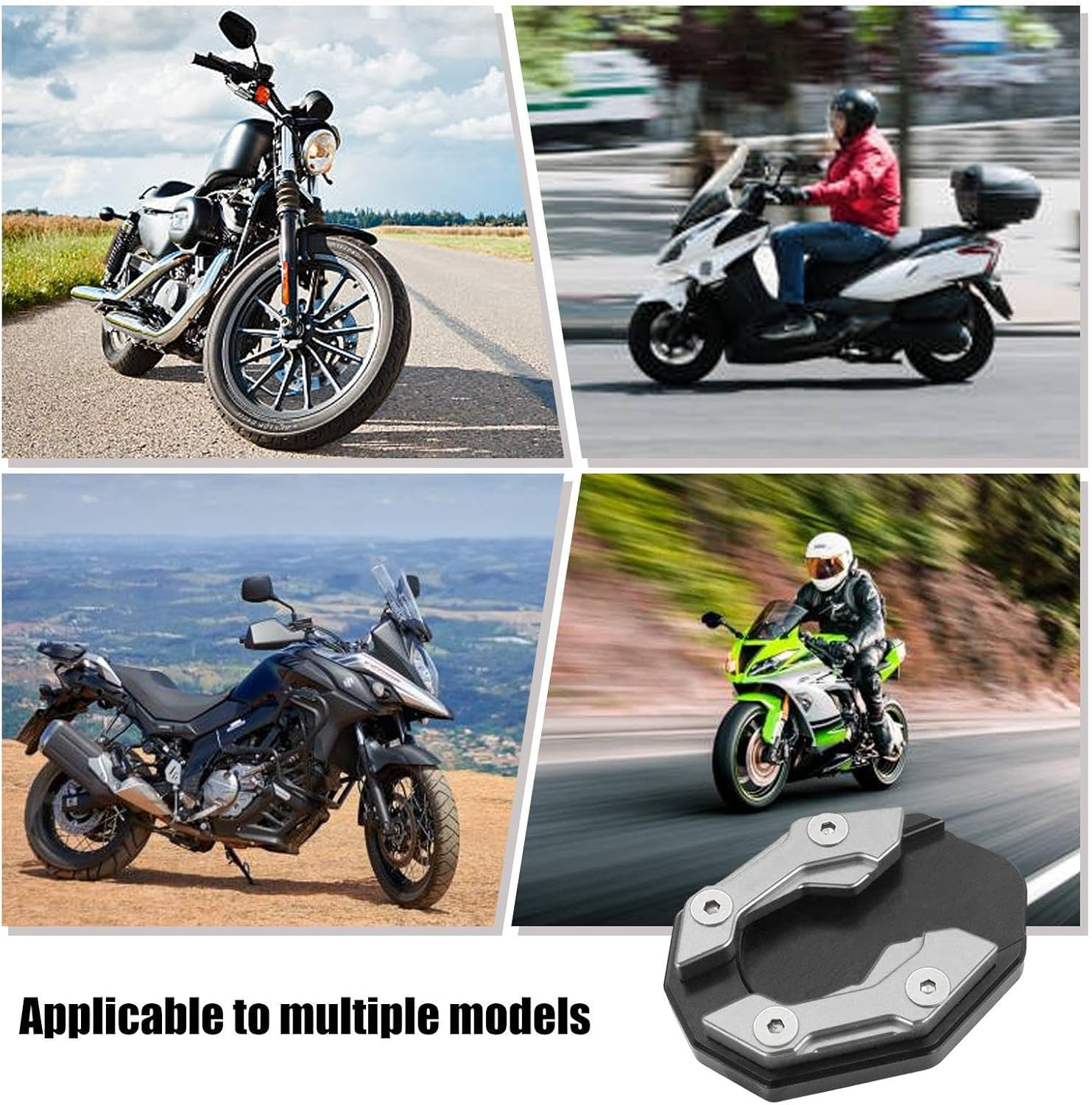 Motorcycle Pad - Foot Side Stand Extension Pad | Extension Pad, Motorcycle Extension Support Plate, Motorcycle Extension Pad for Touring - Silver image number 3