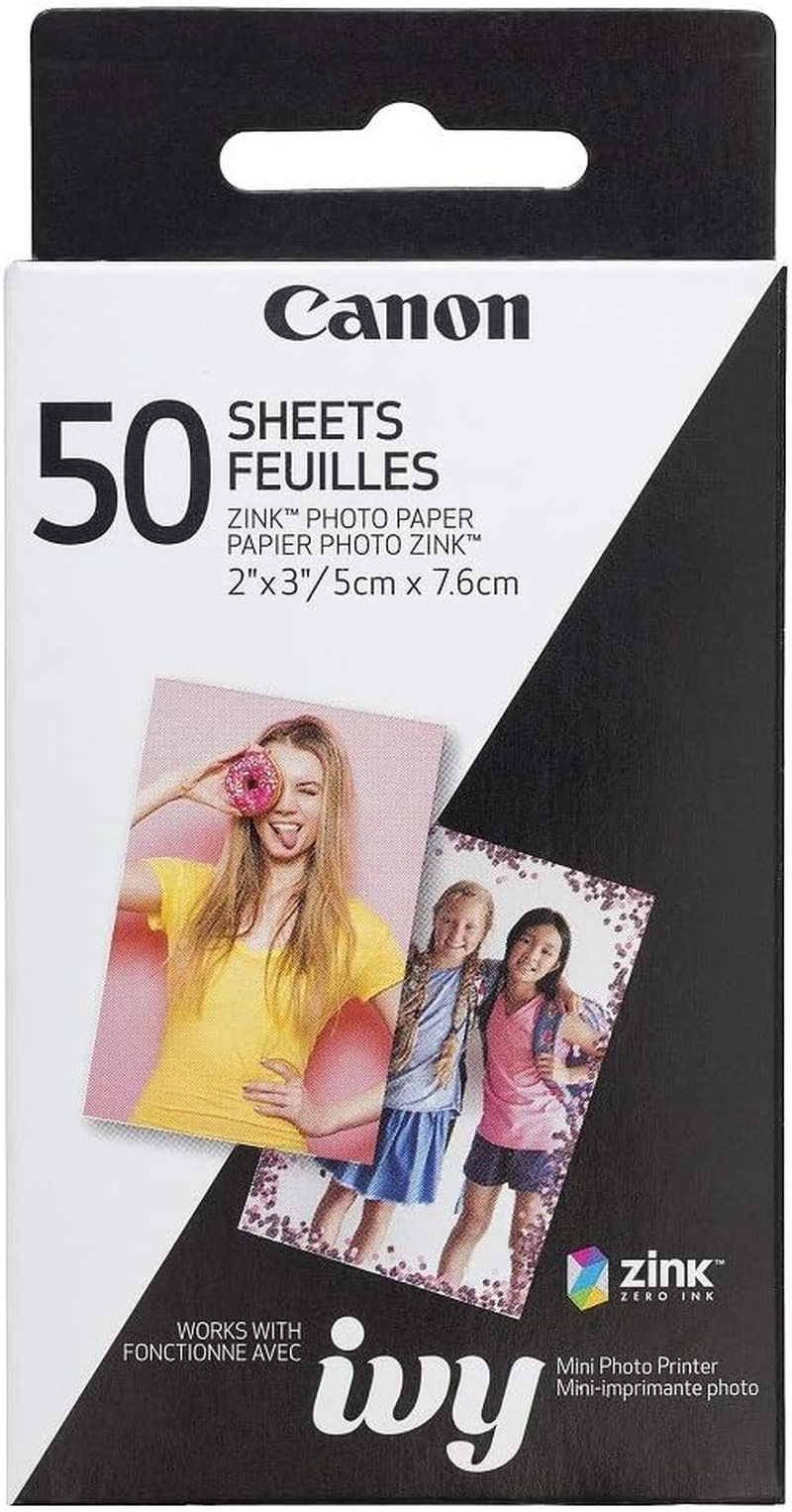 Canon 3215C001 Zink Photo Paper Pack, 50 Sheets, 4.80In. X 2.50In. X 0.75In.