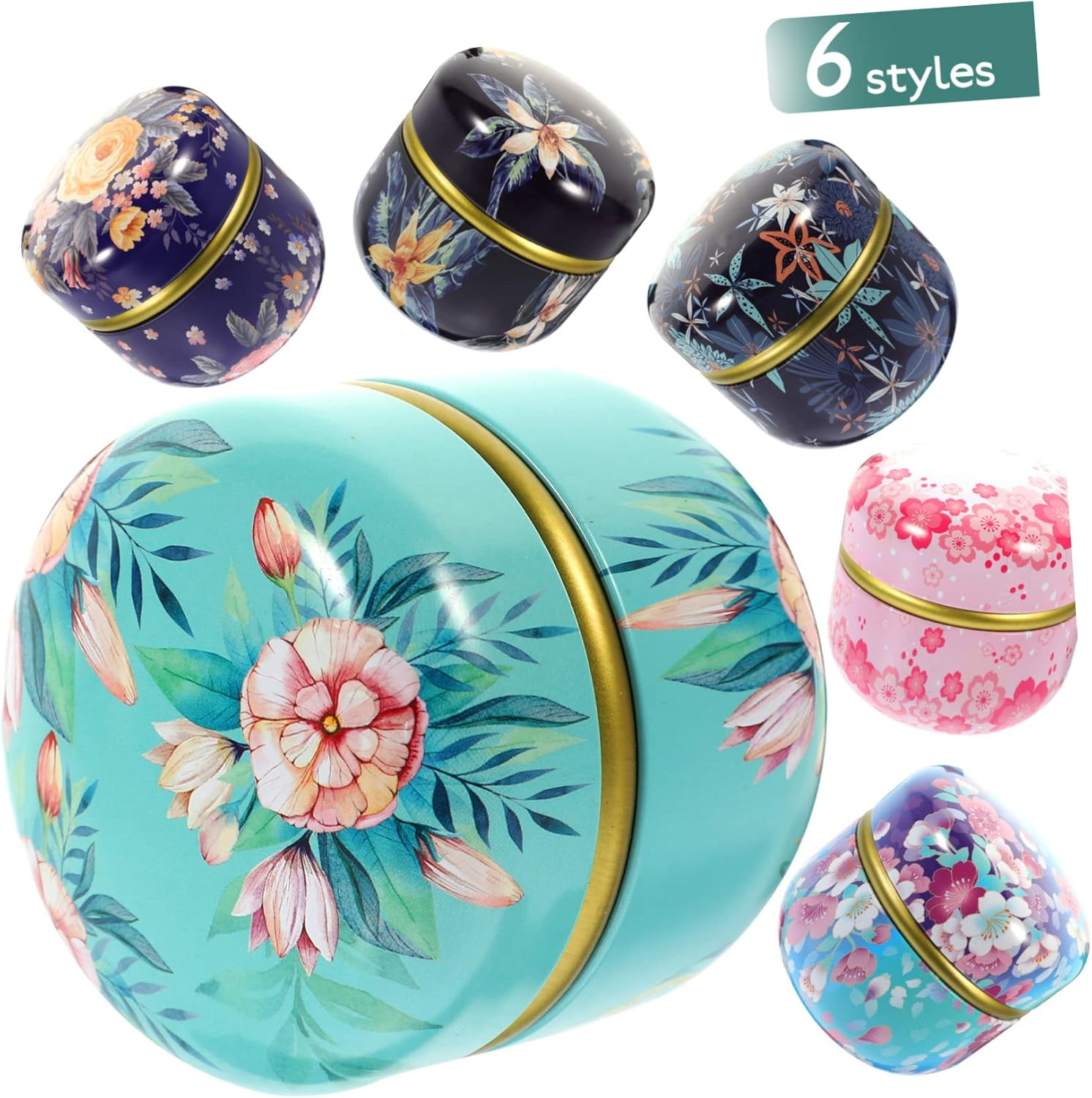 NAMOARLY 6Pcs Tinplate Candy Storage Jars Inner Lids, round Containers, Food-Grade Metal Packaging Boxes Suitable for Gift and Home Use Style image number 5