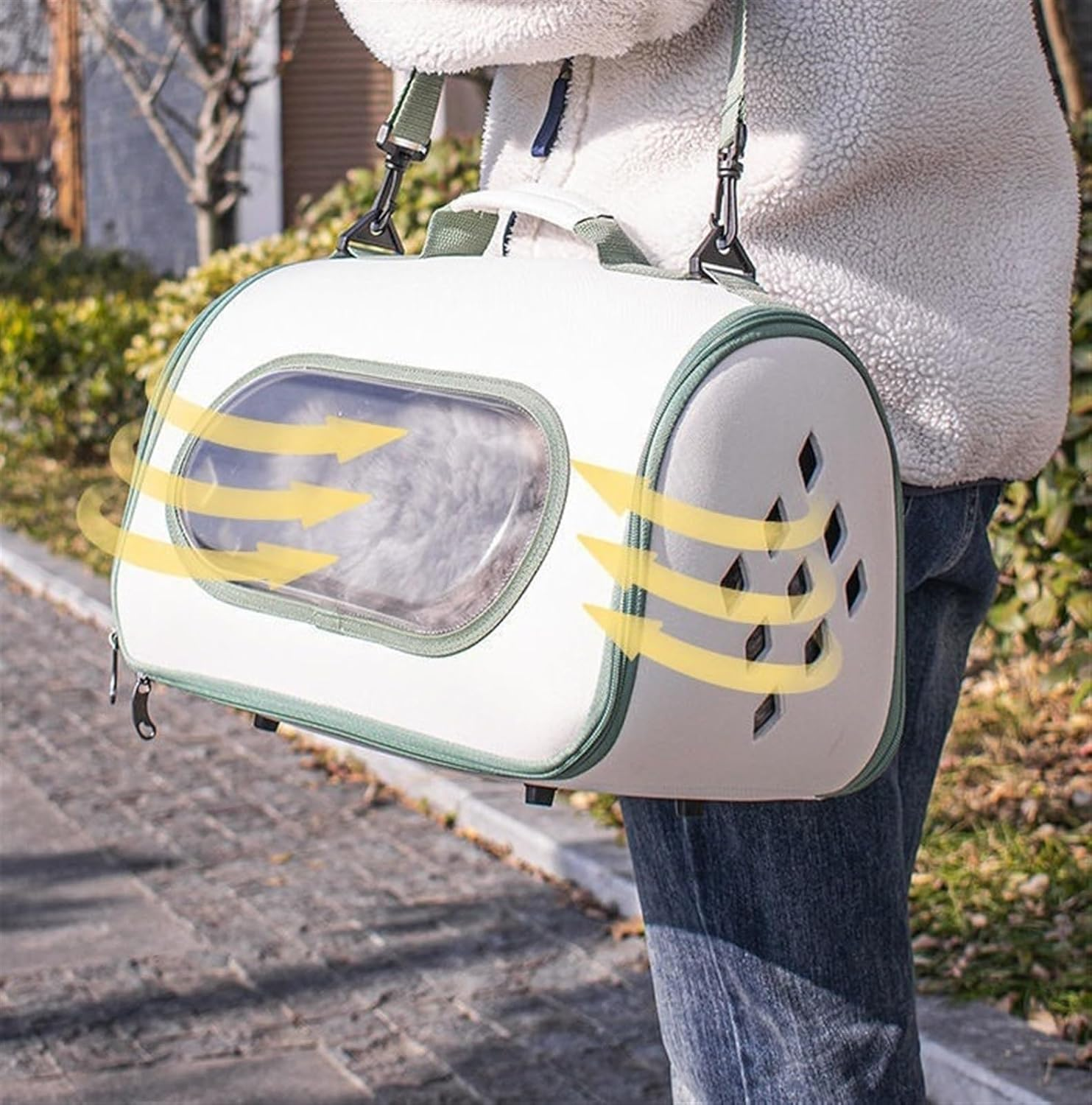 Cat Bag Dog Carrier Pet Carrier Portable Pet Backpack Pet Carrier Bags Cat Dog Carrier Outgoing Travel Pet Handbag Cat Carrier Pet Bag Carrier(Color:Green) image number 2