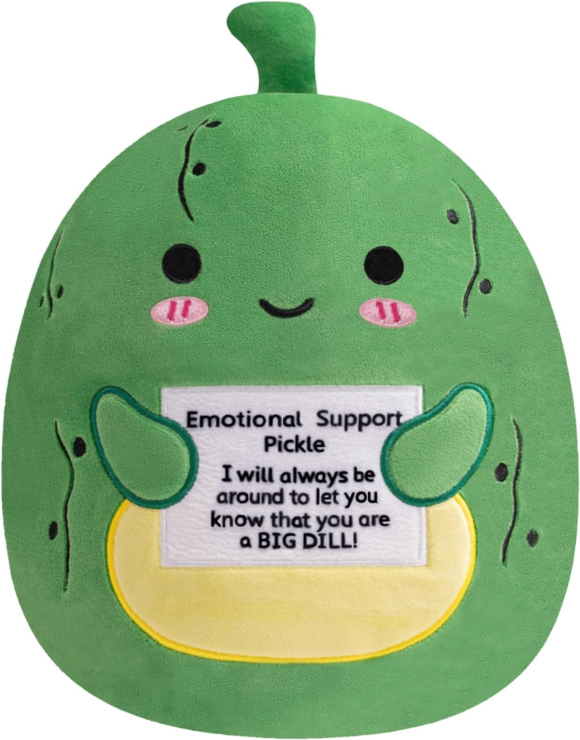 Xfrog Emotion Pickle Plush Emotional Support Plush with Positive Card Cute Cucumber Soft Toy Plush Pillow Gifts for Girls Boys 25 Cm