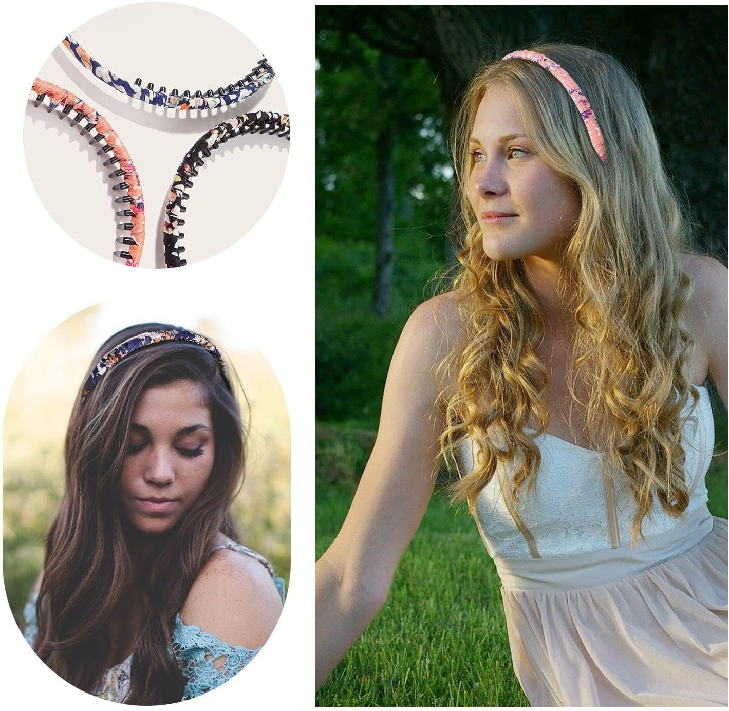 Pack of 6 Flower Headbands, Shark Tooth Headbands, Non-Slip Headbands, Flower Crochet Headbands, Cute Headbands for Girls, Colourful Fashionable Headwear