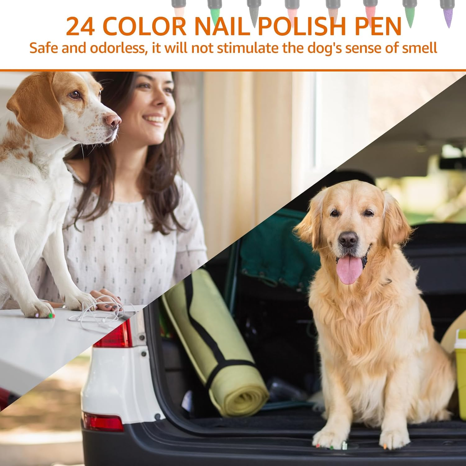 24Pcs Dog Nail Polish Pens Reusable Acrylic Dog Nail Polish Pens Fast Dry Dog Safe Nail Polish Set 24 Colors Odorless Dog Nail Paint Markers Set Pet Grooming Kit for Dogs Cats Puppy image number 5
