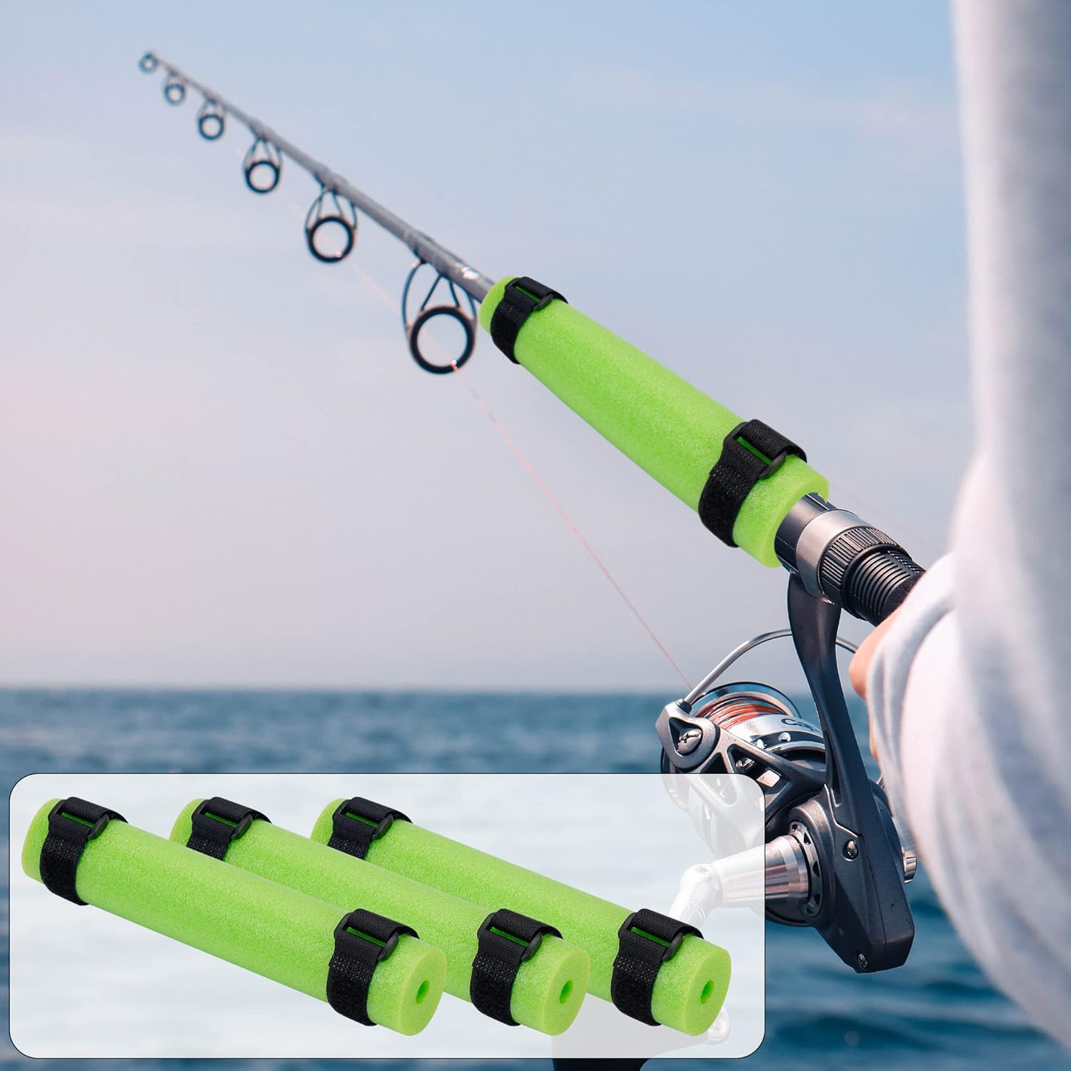 Fishing Rod Float, Floating Rod Butt Cushion, Fishing Float Tube Accessories, Kayak Fishing Rod Floater for Prevent the Narrow Rod Goes Overboard(Include Fastening Straps) image number 4