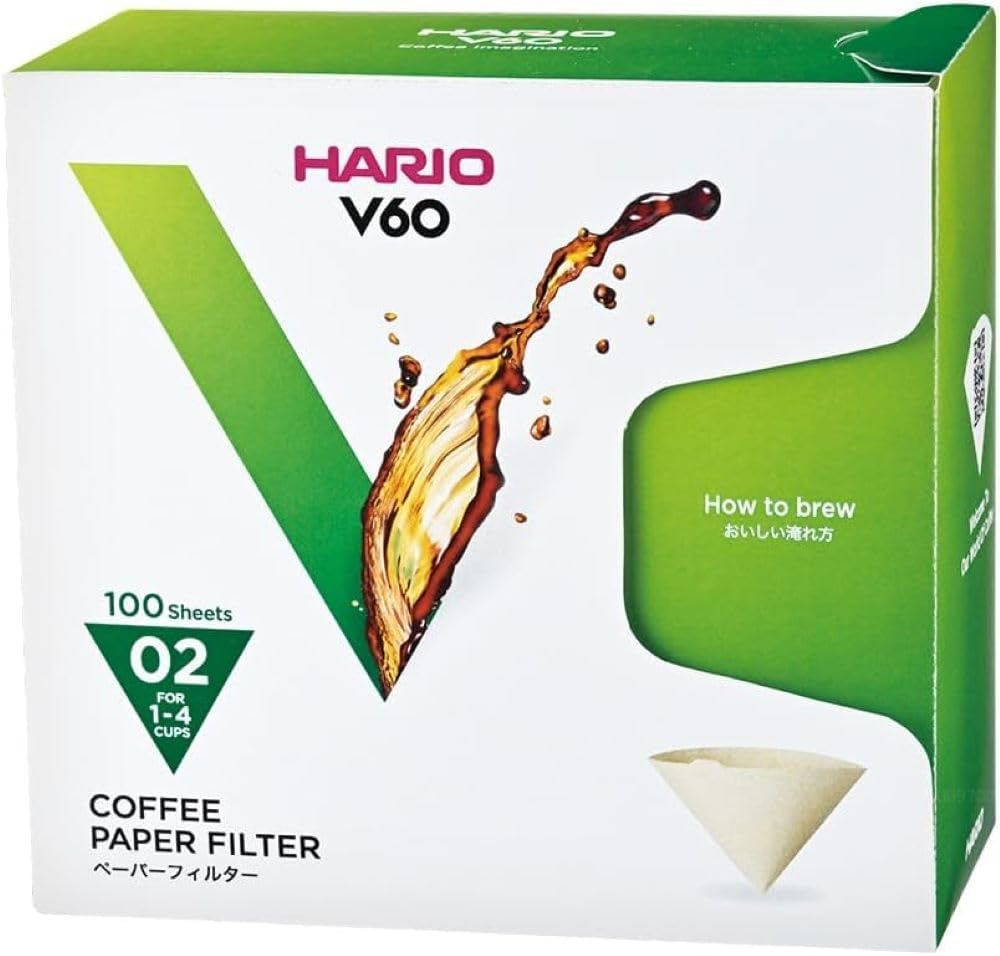 Hario V60 Paper Coffee Filter, Size 01, White, 100Ct Box