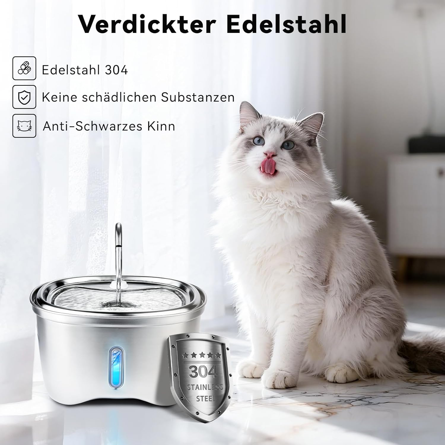 Zeepet Cat Drinking Fountain Stainless Steel Pet Drinking Fountain for Cats Indoor Automatic Cat Fountain for Drinking image number 5