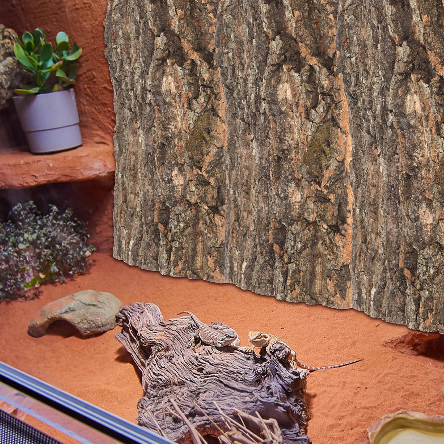 HEALEEP Cork Bark for Reptiles, 2Pcs Turtle Climb Platform 11.7X7.8In Reptile Bask Platform Reptiles Climbing Bark Reptile Tree for Decor image number 1