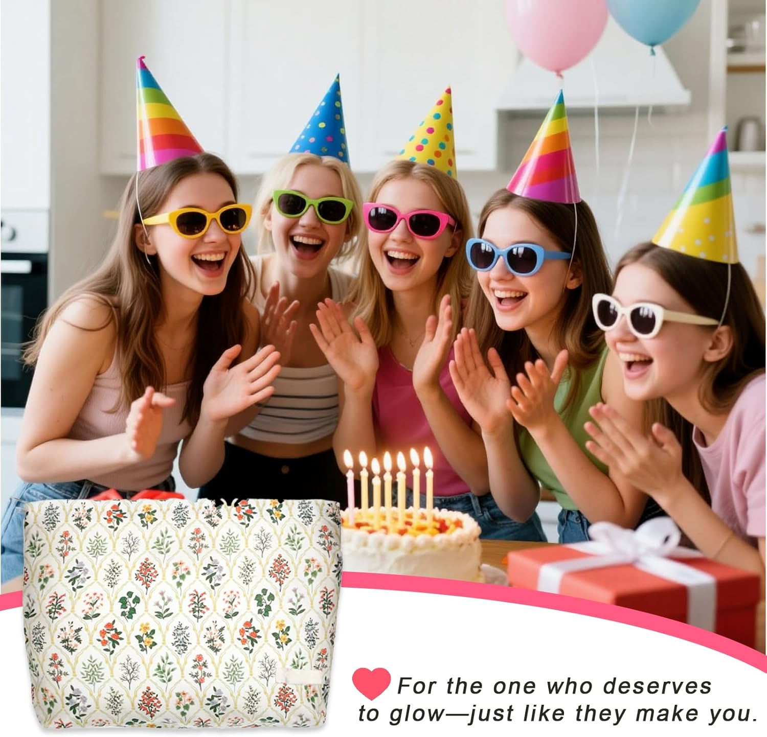 Cute Cosmetic Bag Large Capacity Travel Cosmetic Bag Fun Zipper Bag Portable Plant Flower Toiletry Bag Travel Accessories for Storage and Organizing Suitable for Girls and Women Gifts image number 1