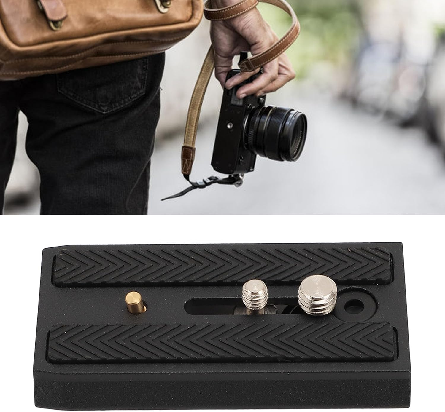 Rapid Connect Quick Release Plate, 1/4In and 3/8In Camera Mounting Plate, for DSLR Camera, Arca Swiss Standard, Universal Fit, with Anti-Slip Rubber Pads with Safety Pin image number 1