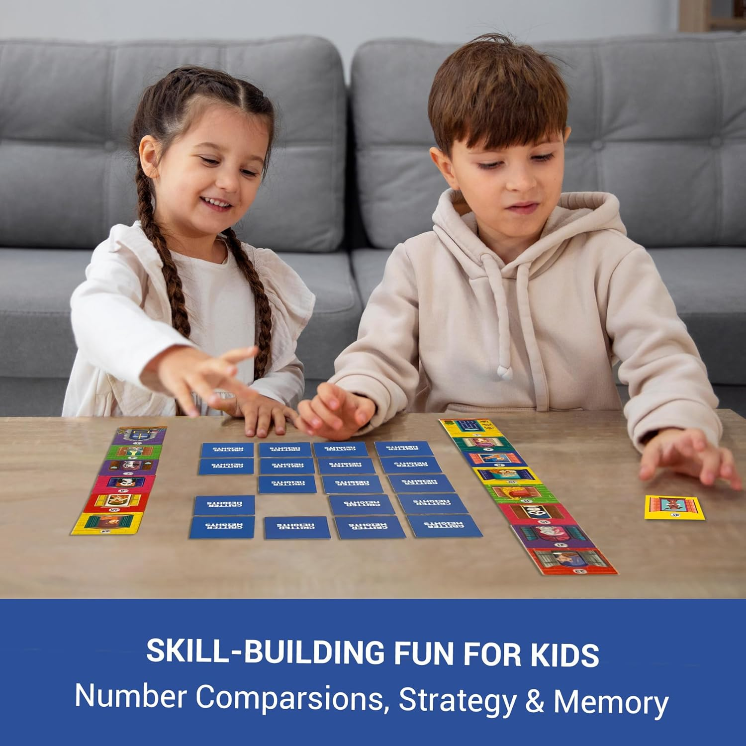 Chalk and Chuckles Critter Heights Kids Board Games Ages 4-8 Years, Memory & Strategy Brain Game for Kids, Educational Toy, Card Game for Boys, Girls, Gifts for Age 5, 6, 7, 8 Years and Up