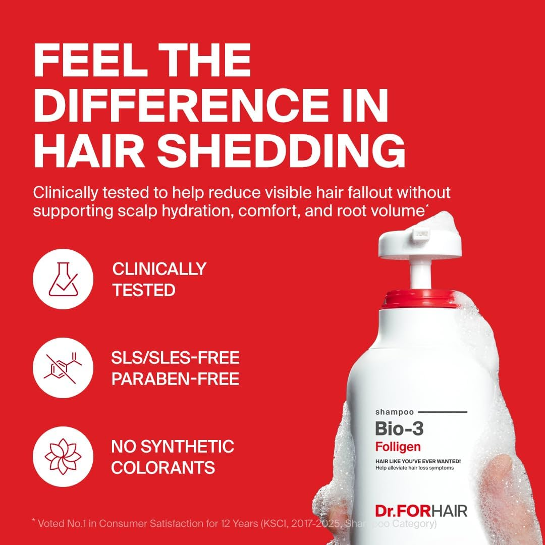 Dr.Forhair Bio-3 Folligen Shampoo 500 Ml/16.91 Fl. Oz. | Hair Strengthening Shampoo | Thickening and Volumizing | Revitalizes and Moisturizes Lifeless Hair | Calming and Hypoallergenic image number 3