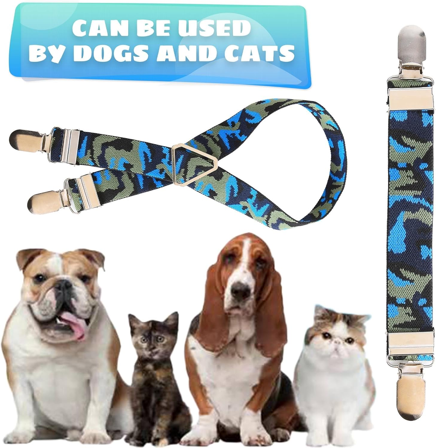 Dog Nappy Suspenders Belly Bands Dog Harness, Cat Carrier, Nappies, Clothes Stay on (Camouflage, S) image number 2
