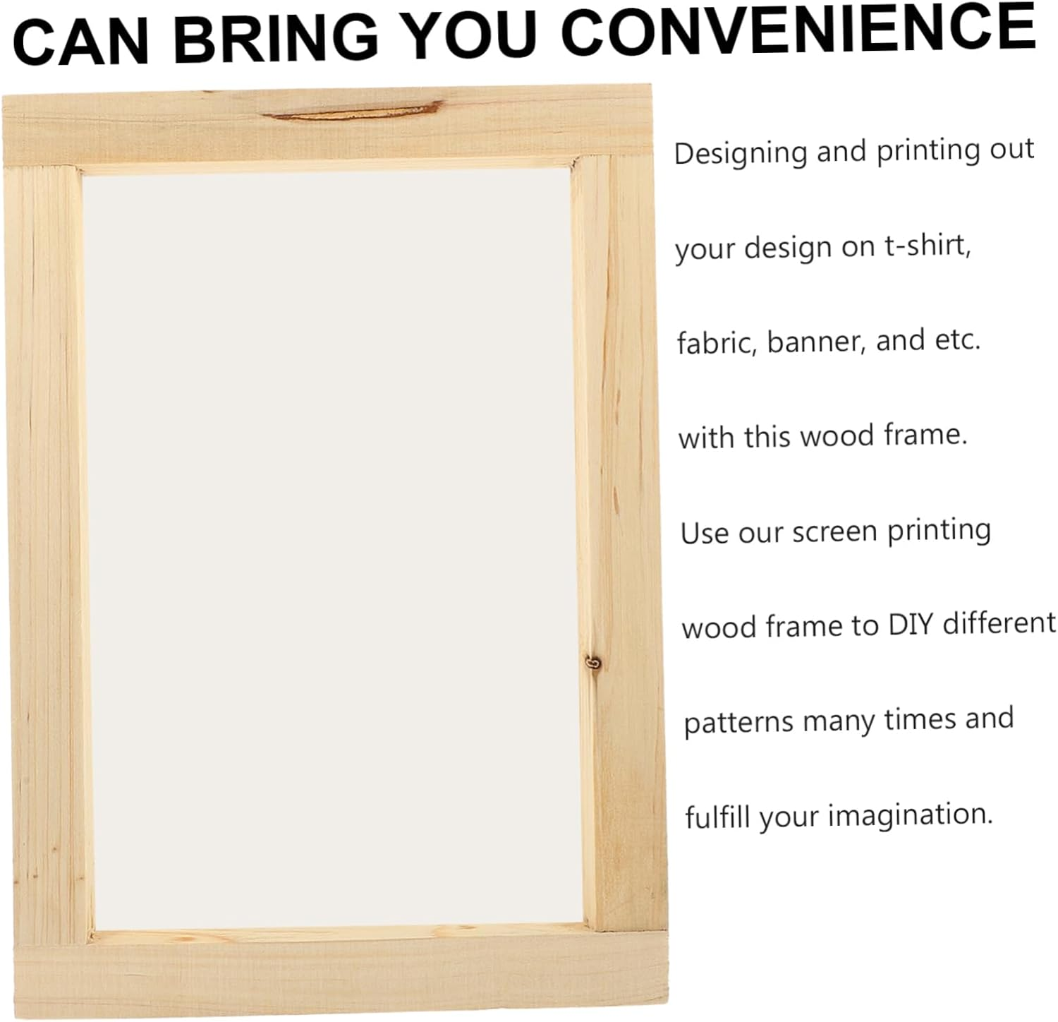 Angoily 3Pcs Portable Screen Printing Frame Wooden DIY Mesh Screen for Shirts Canvas Tote Bags Art Projects Sturdy Washable Reusable Silk Printing Frame image number 3