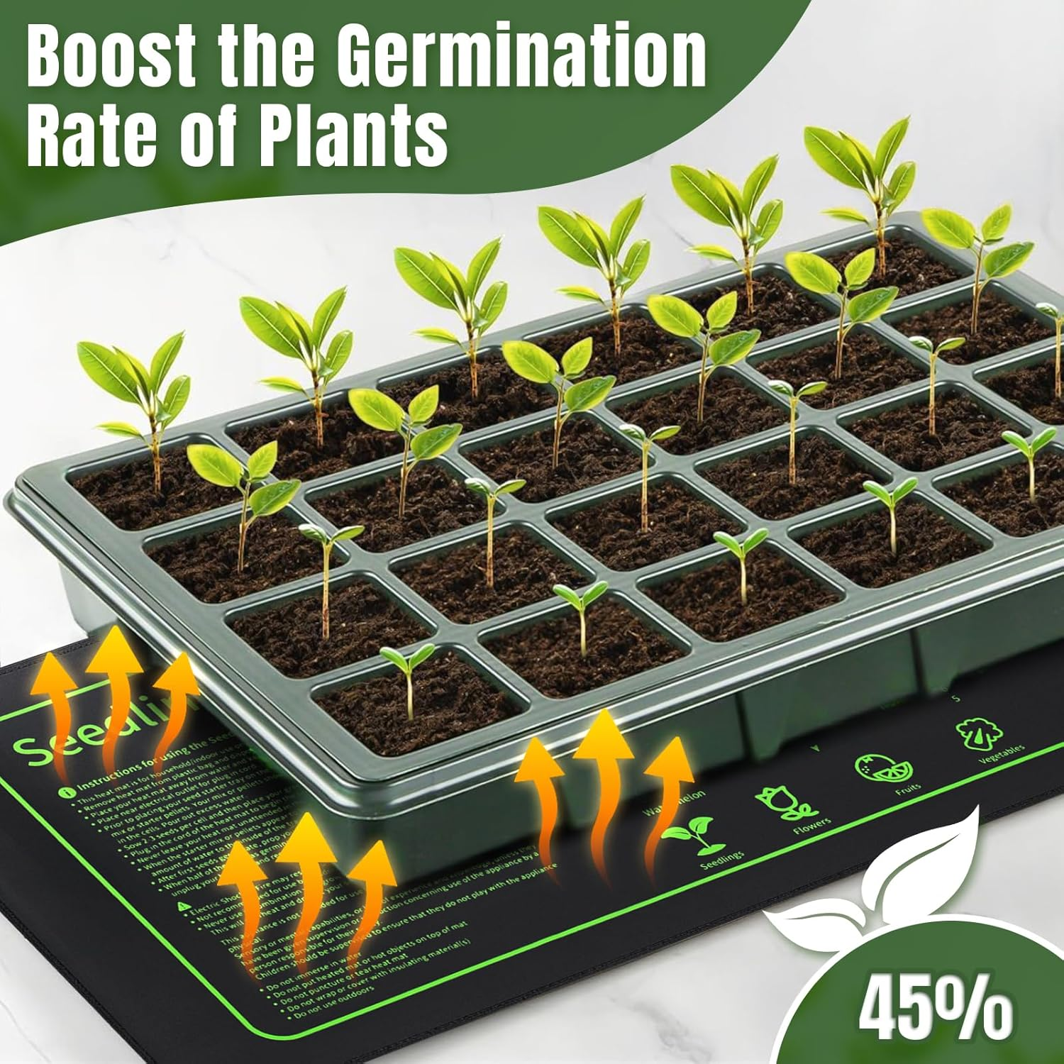 Seedling Heat Mat with Thermostat Controller, 52X25Cm Waterproof Graphene Heating Pad, 20W Hydroponics Indoor Seed Heating Mat, Digital Thermostat Control Monitor for Growing,Brewing image number 2