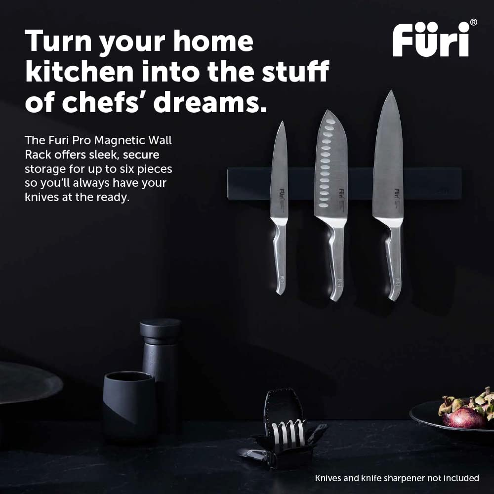 Furi Pro Magnetic Wall Knife Rack 36Cm (14In) &ndash; Strong Magnetic Knife Holder with Soft Black Silicone Coating, Easy Wall Mount for Tile, Brick or Wood image number 1