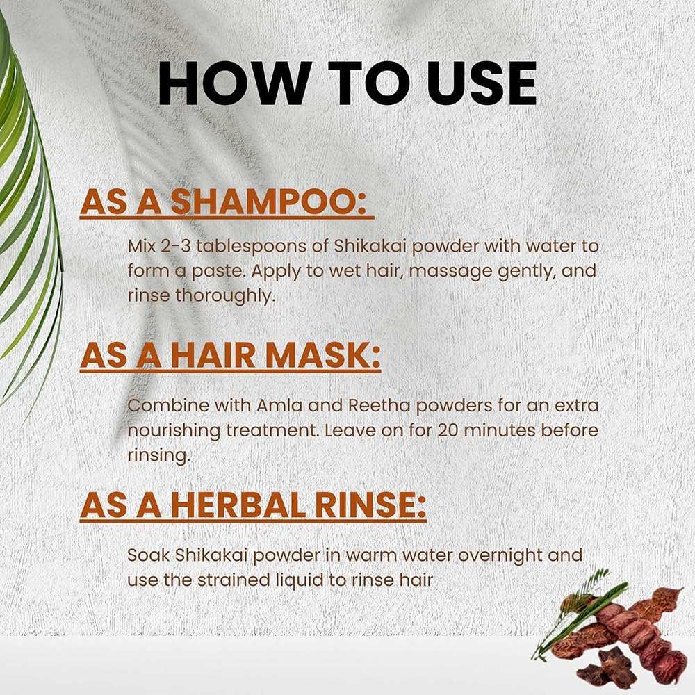 Shikakai (Acacia Concinna) Powder | Natural Hair Cleanser & Conditioner | for Men & Women | Suitable for All Hair Types by Hebhac Herbals image number 5