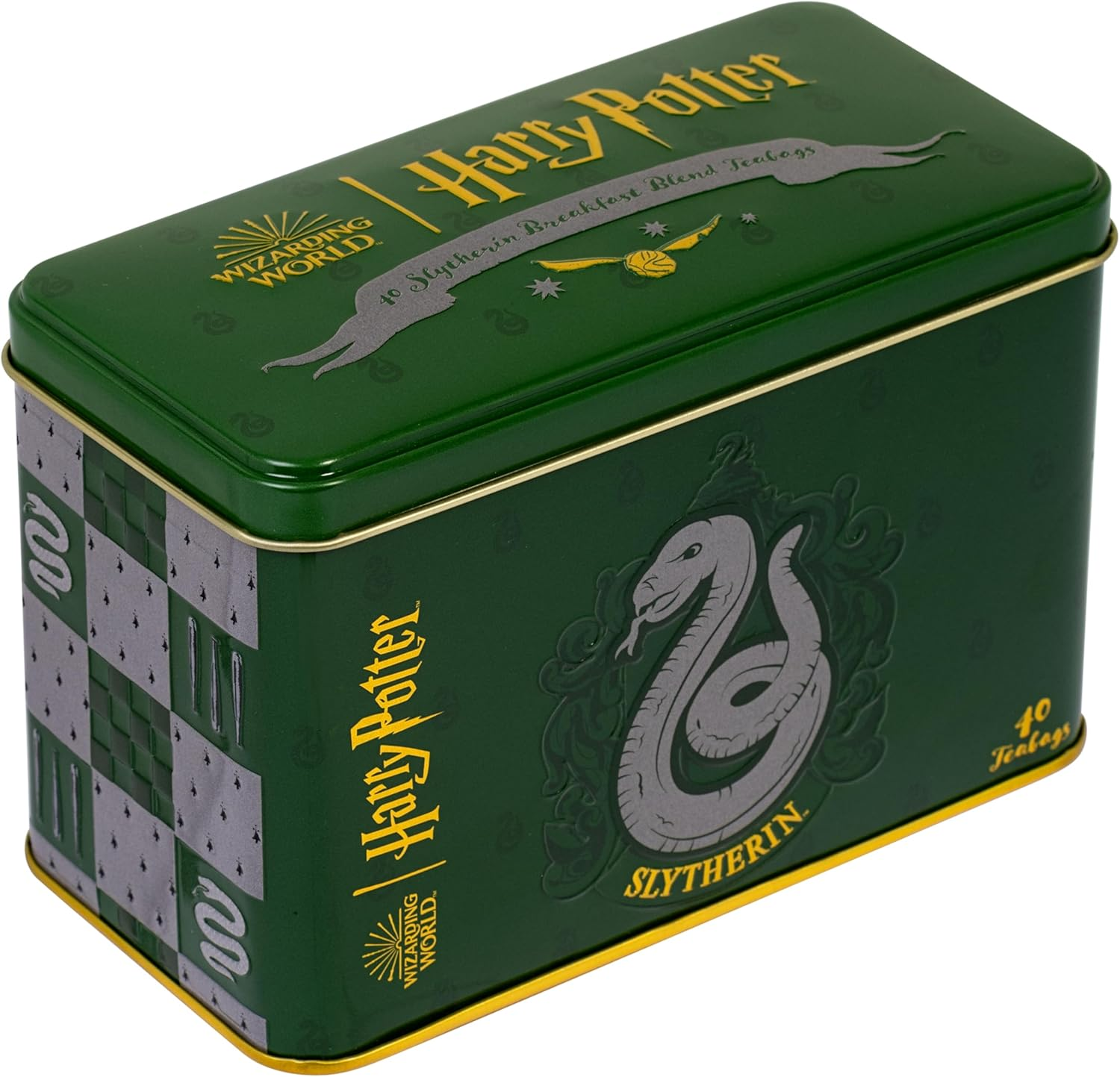 New English Teas Harry Potter Slytherin Crest Tea Tin with 40 English Breakfast Teabags image number 1