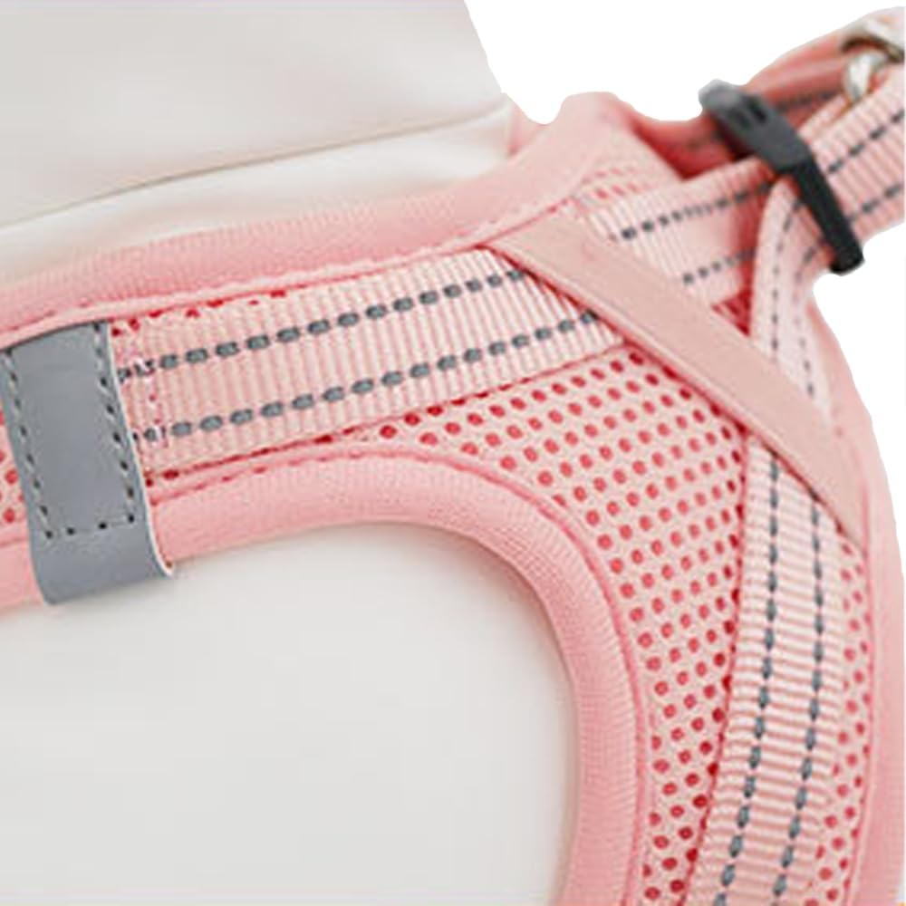 UPET Reflective Cat Harness and Leash, Kitten Cute Double Soft Mesh Cats Vest, Adjustable No-Pull Voyager Step-In Harnesses for Small, Medium, Large, Heavy Duty Walking Training(Pink L) image number 3