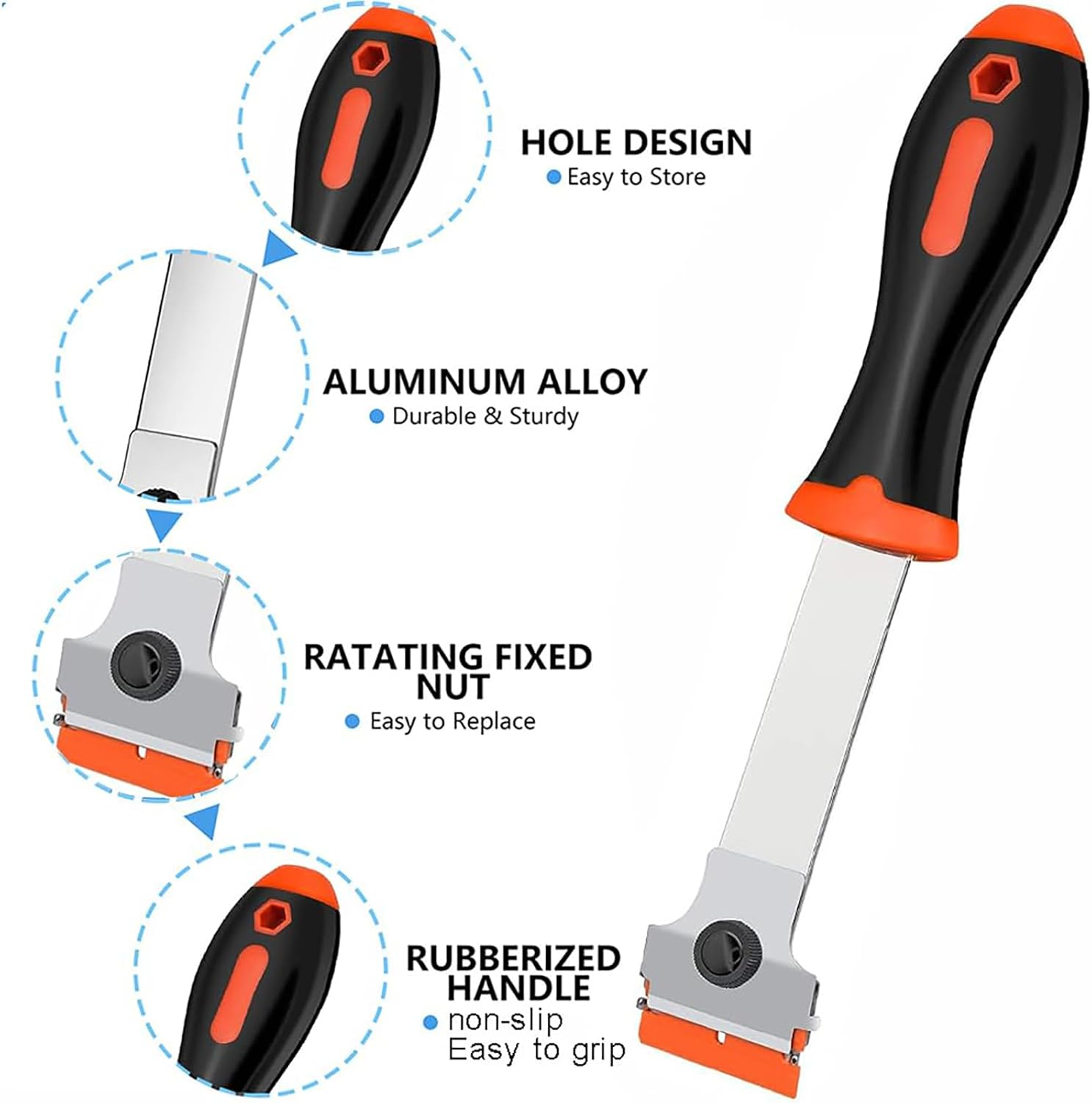 EP Leben Razor Blade Scraper Tool, 3 Pack with 50 Plastic & 30 Metal Razor Blades, Cleaning Scraper for Removing Label, Registration Sticker, Tint, Grease from Windshield, Appliance, Glass