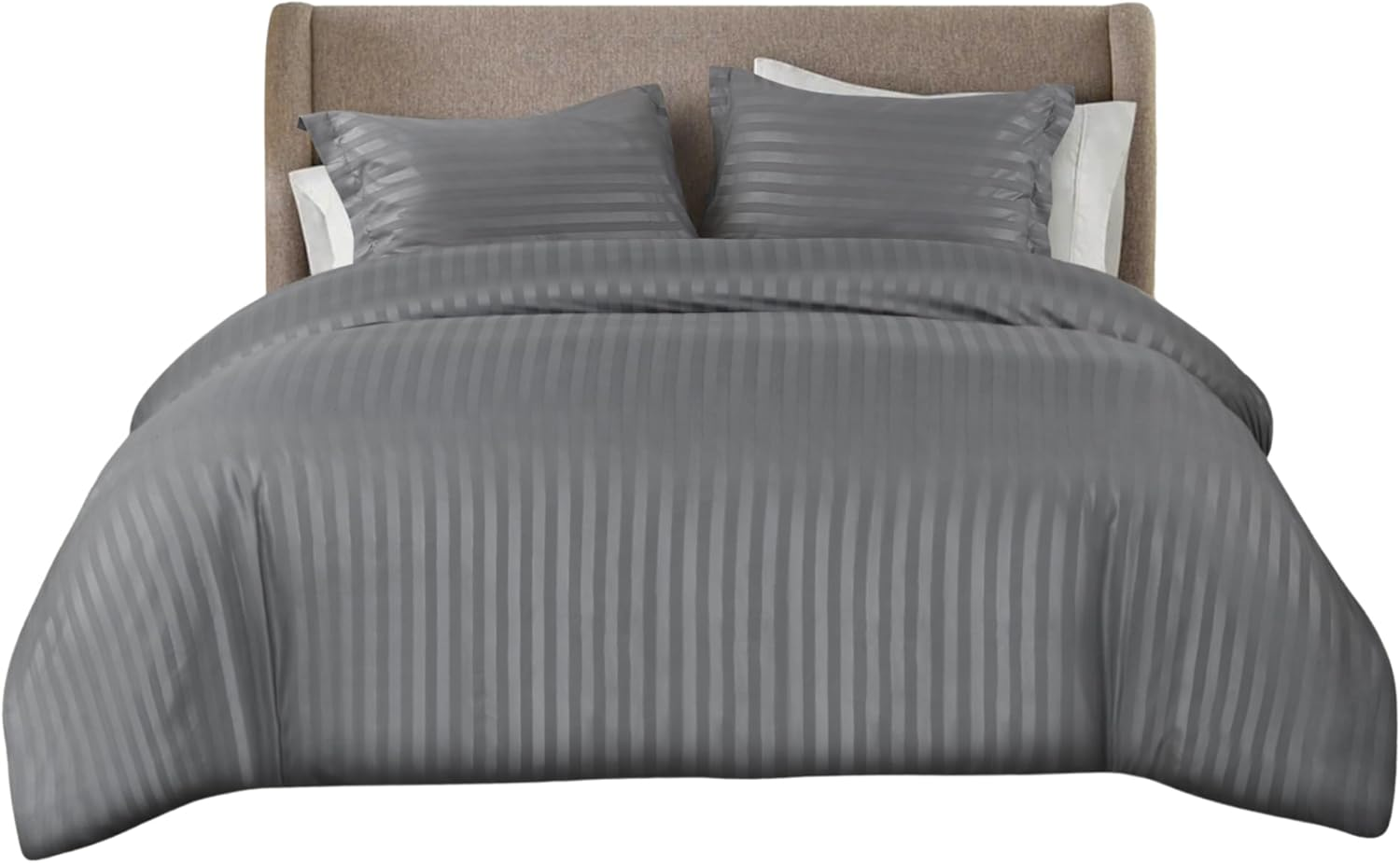 Opulent Dreams Striped Duvet Cover Set &ndash; Ultra-Soft Microfibre Bedding Set &ndash; with Quilt Cover and 2 Pillowcases (Black, Double (200X200Cm & (2) 50X75Cm))